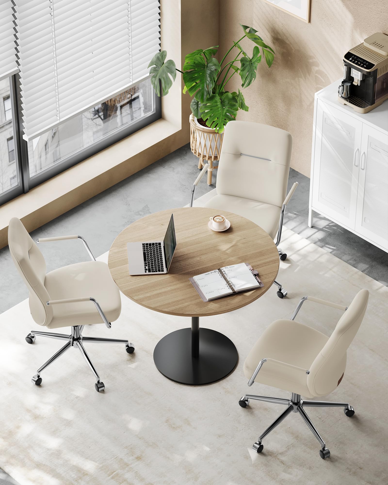 Songmics OBG031W01 sedia ufficio beige cappuccino in PU