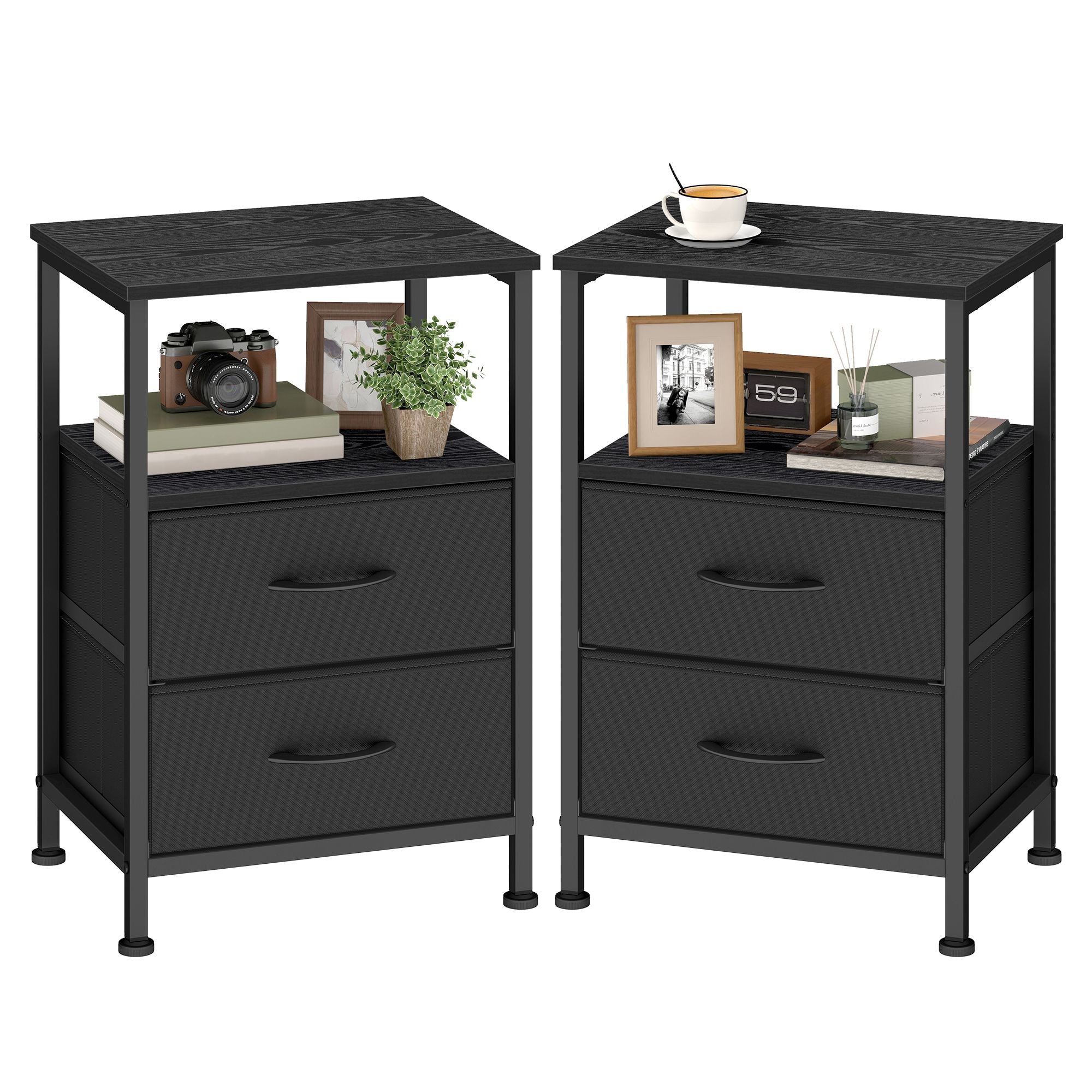 Songmics comodino 2 cassetti stile industriale