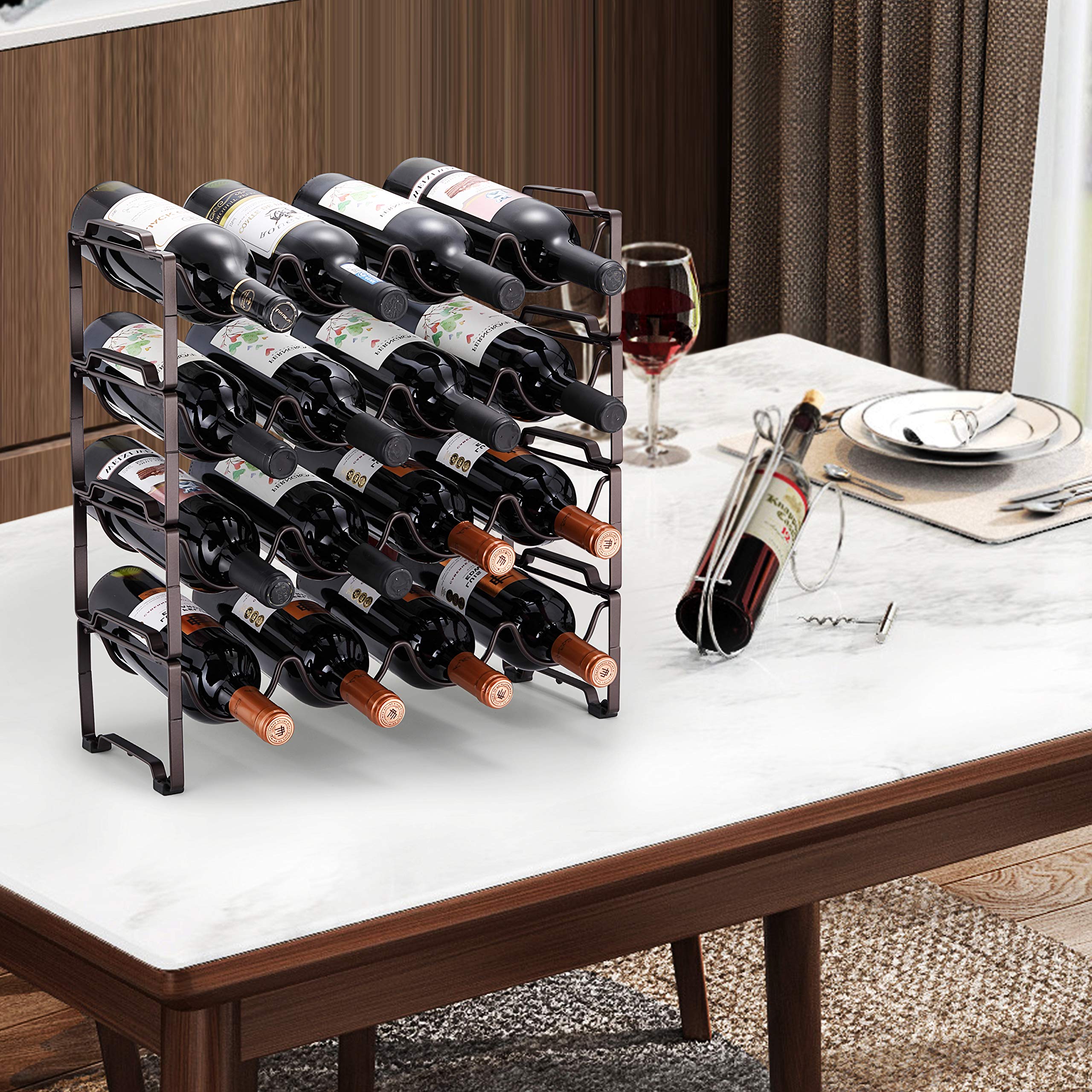 Simple Trending 4-Tier portabottiglie vino bronzo 16 posti
