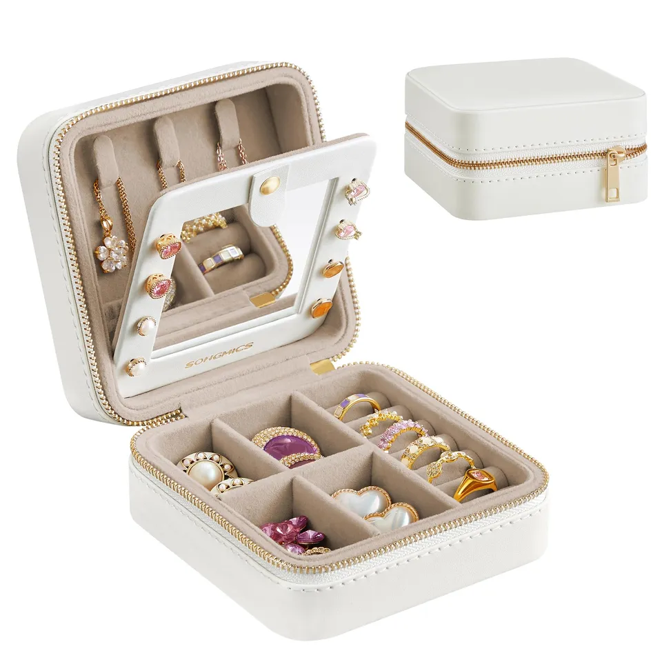 Songmics Gisella JBC146BEV2 portagioie Bianco Nuvola con specchio