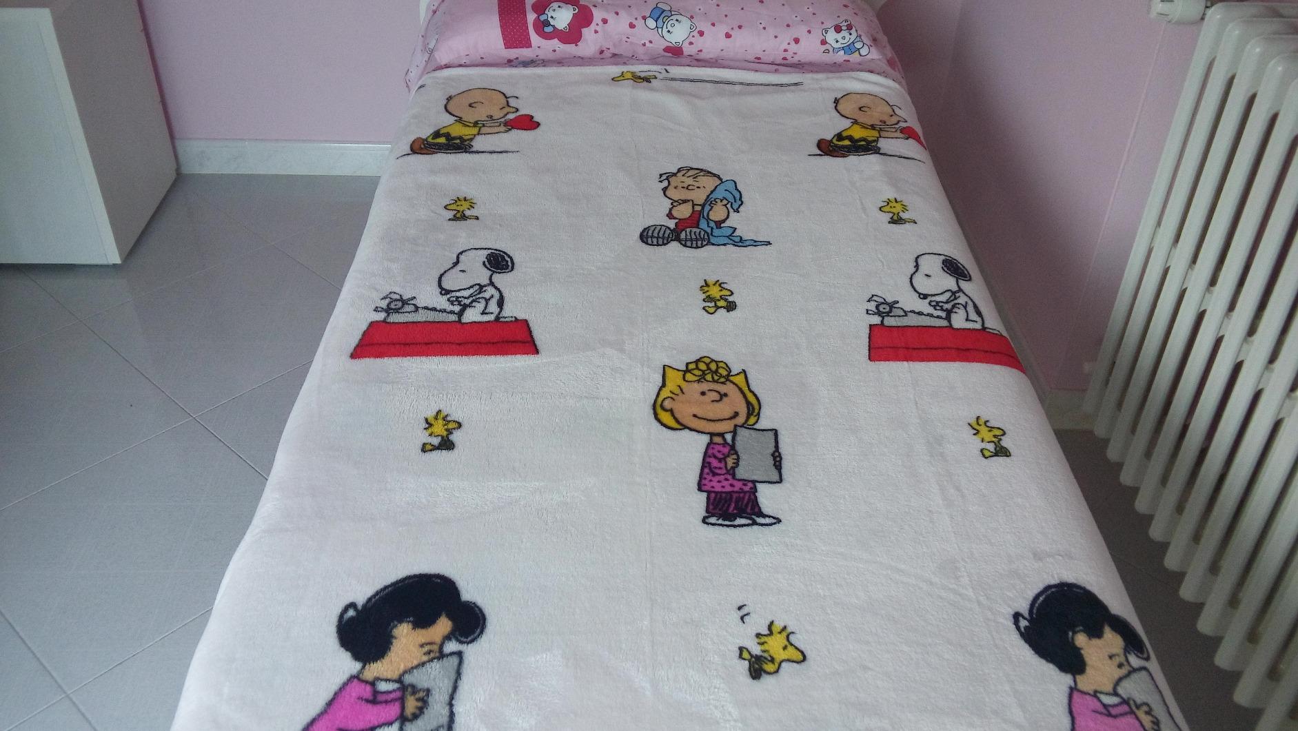 Kanguru Soffice Snoopy plaid in pile bianco 130x170 cm