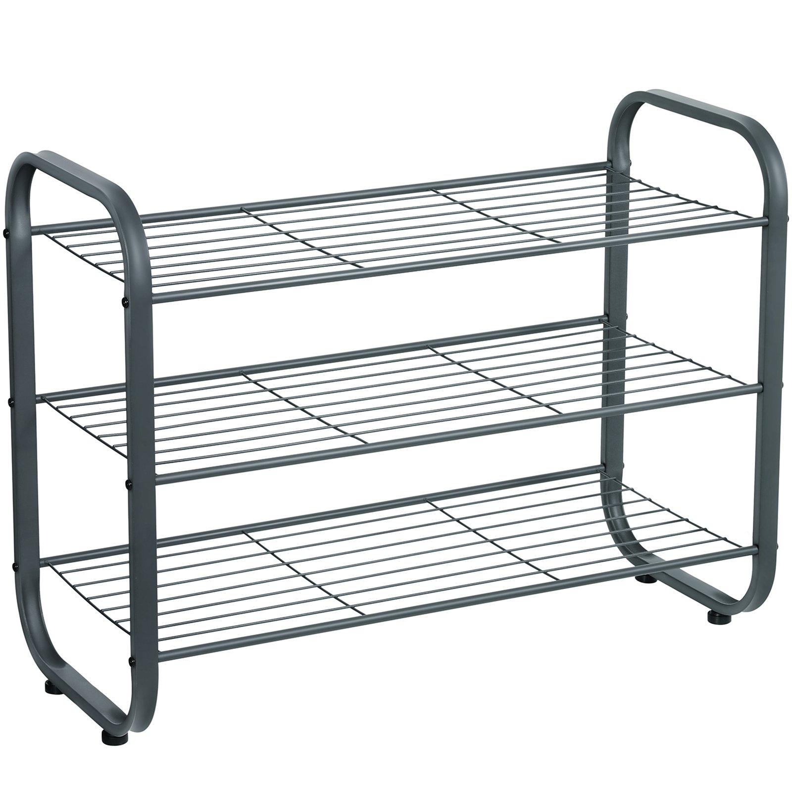Songmics LMR01GS scarpiera metallo 3 piani 71x30x52 cm grigio fumo