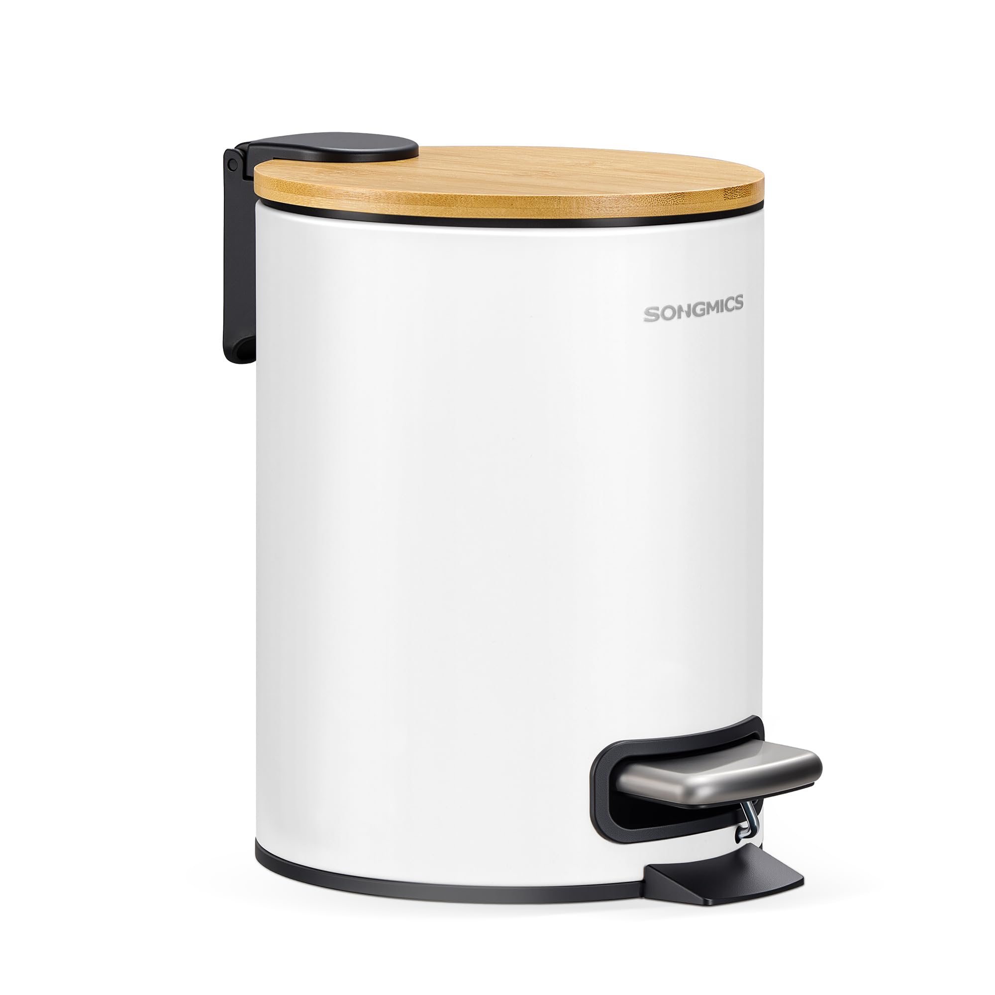 Songmics LTB113BZ01 pattumiera bagno nero 3 L bambù