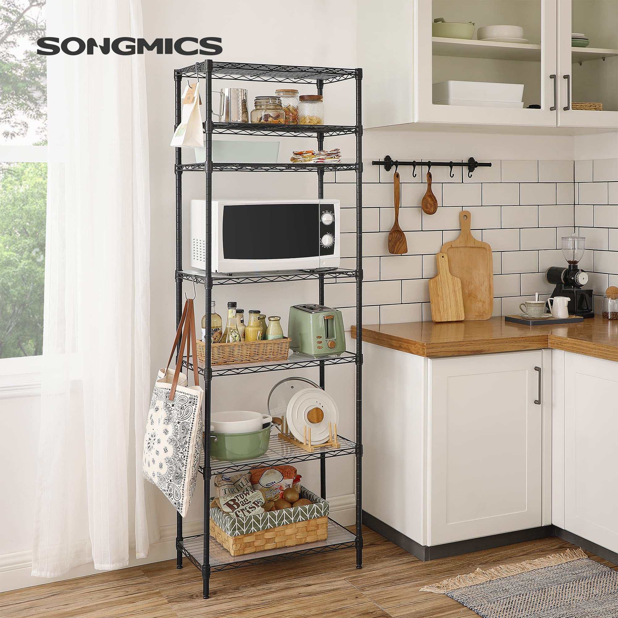 Songmics LGR067B01 scaffale metallo nero 7 ripiani regolabili