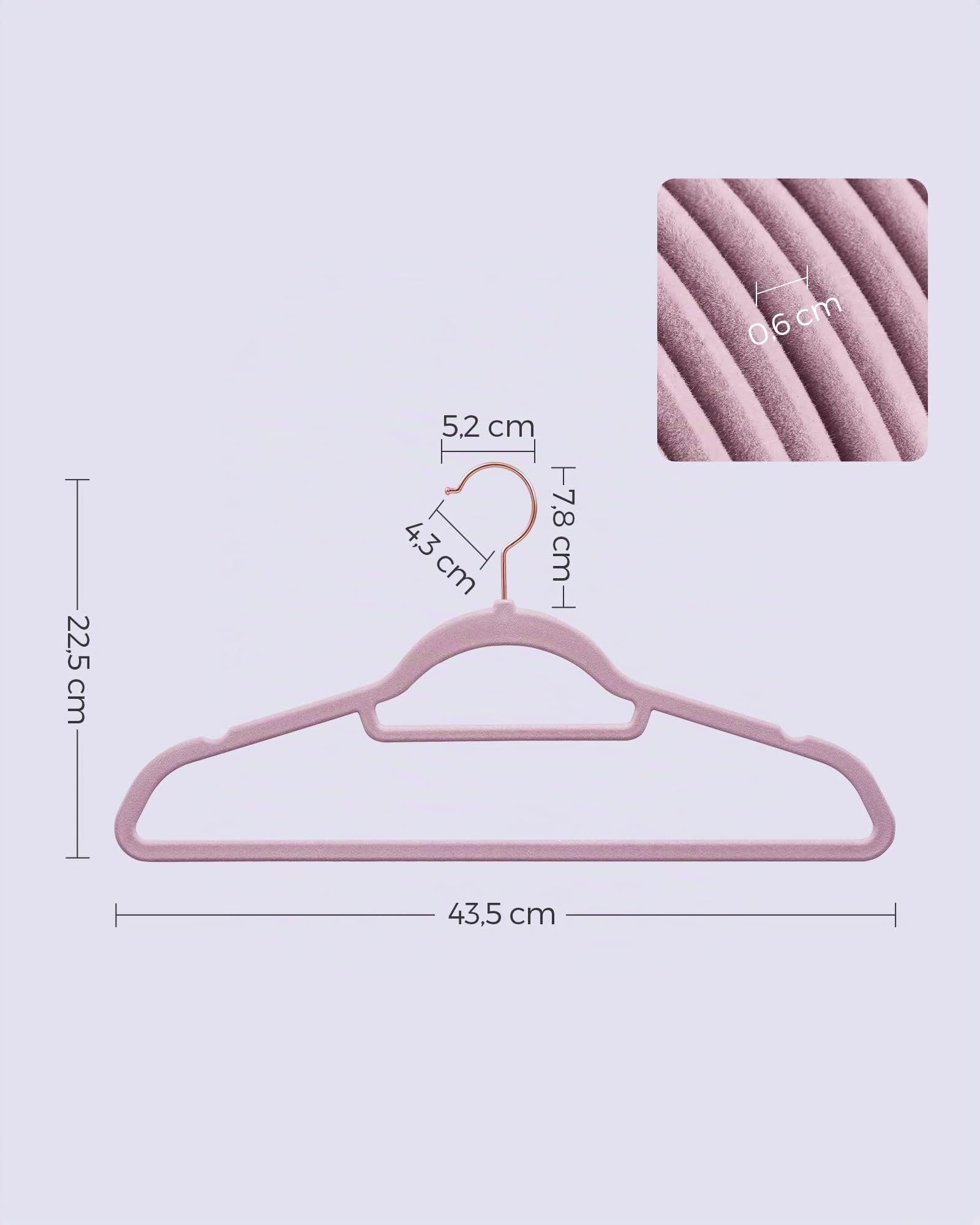 Songmics CRF021GP50 grucce velluto 50 pezzi viola lavanda salvaspazio