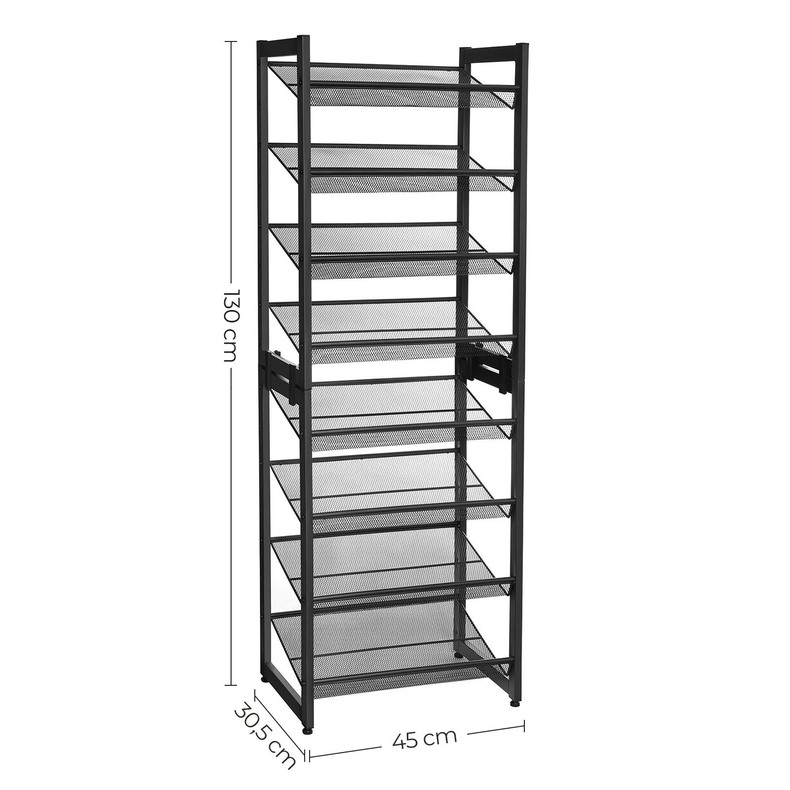 Songmics LMR007B01 scarpiera 8 ripiani nera 45 cm rete metallica