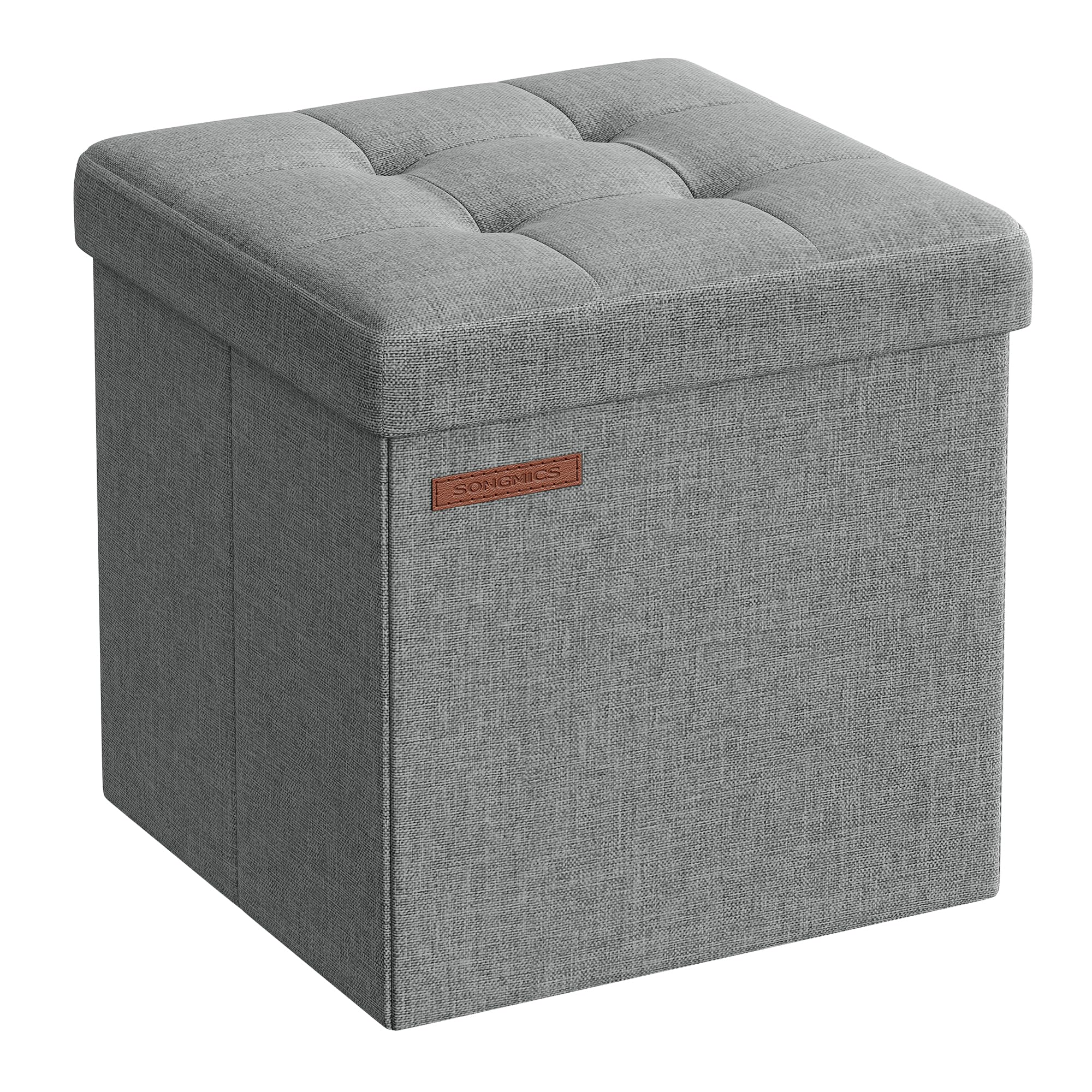 Songmics LSF028G02 pouf contenitore Grigio Chiaro 30 cm in tessuto