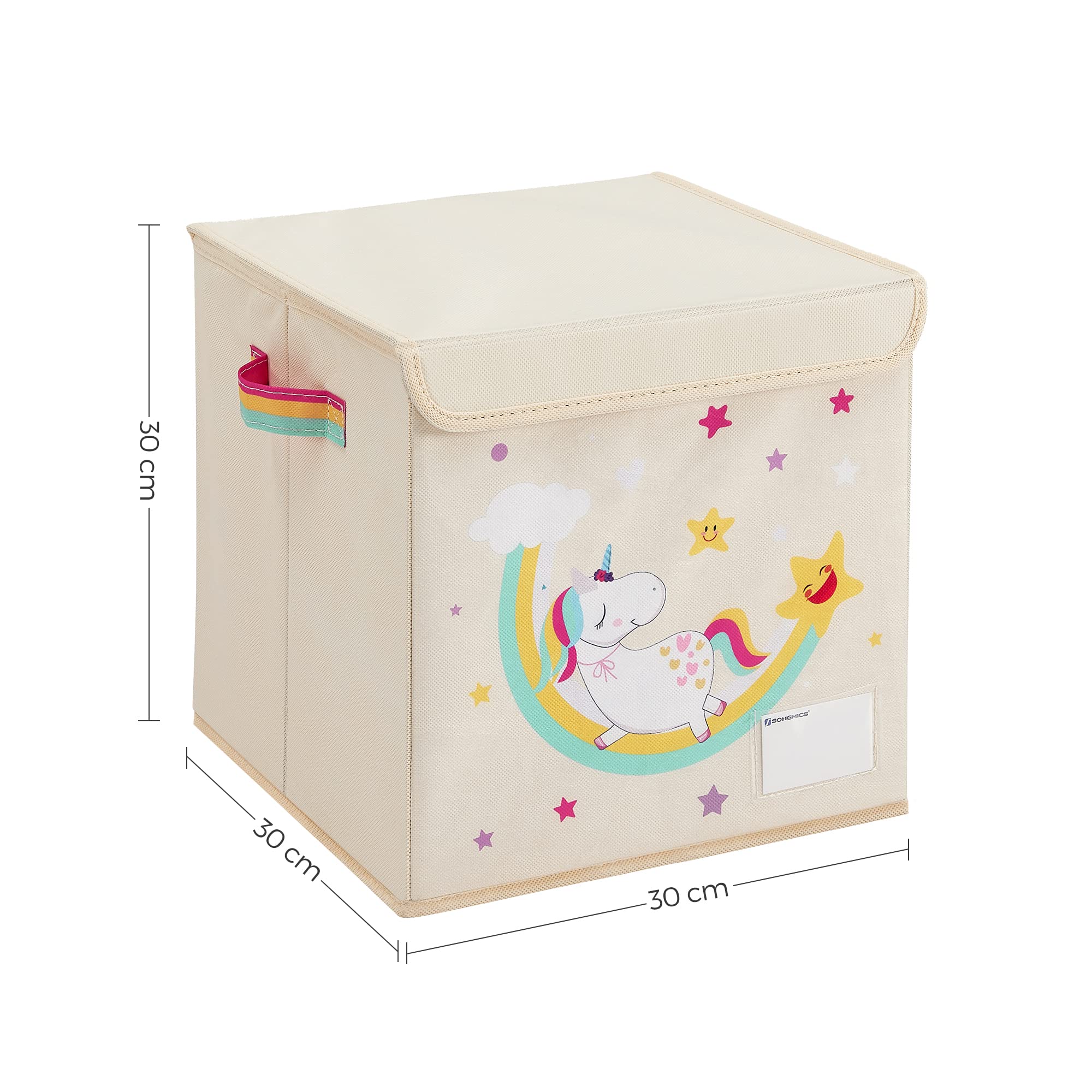 Songmics RFB710W03 Scatole Bambini Unicorno Beige 3 Pezzi 30 cm
