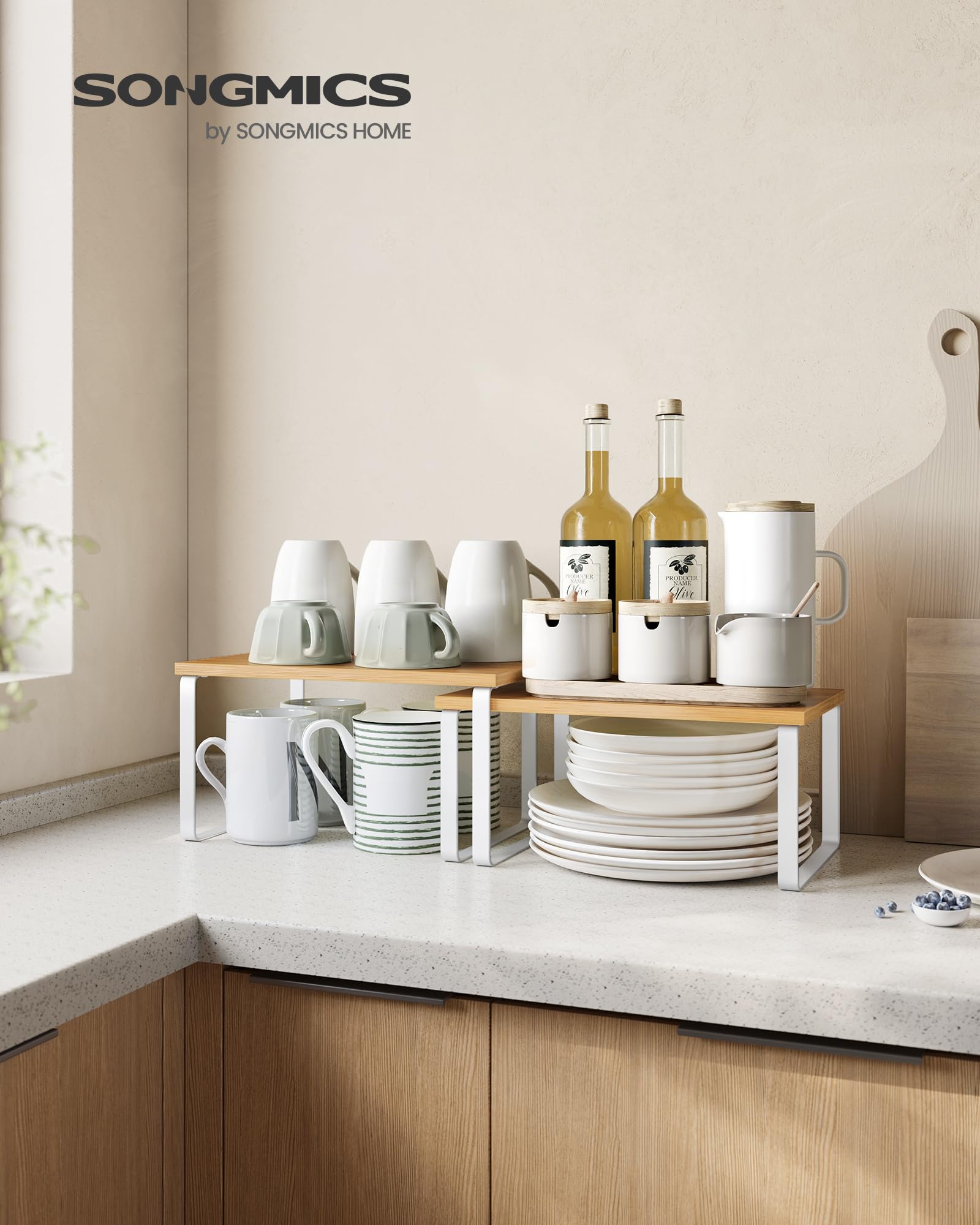 Songmics KCS02NW scaffale cucina set 2 pezzi Bianco Naturale
