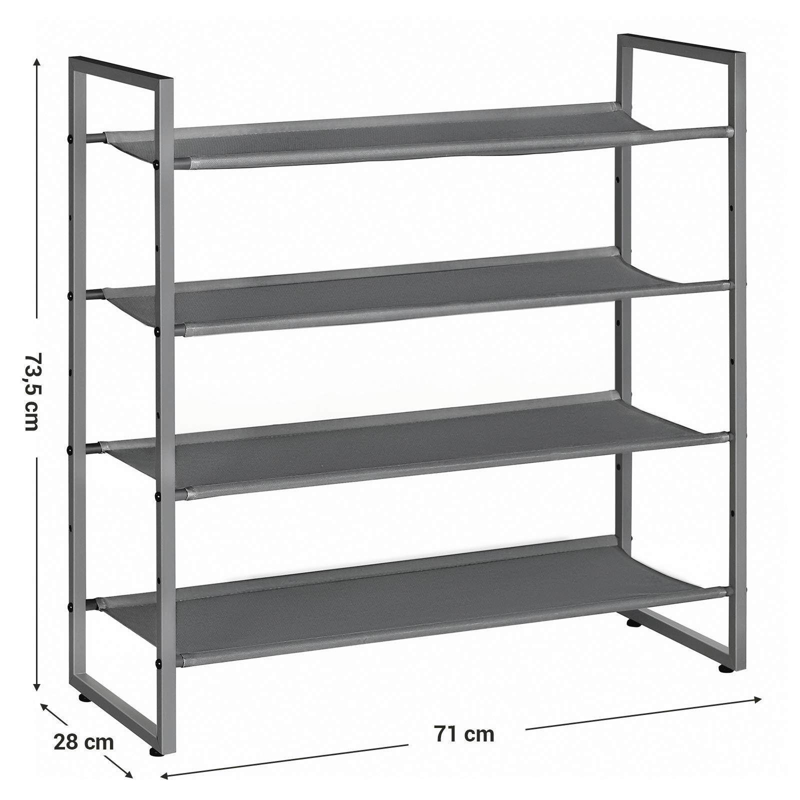 Songmics LSC04GY scarpiera 4 ripiani tessuto grigio 71 cm
