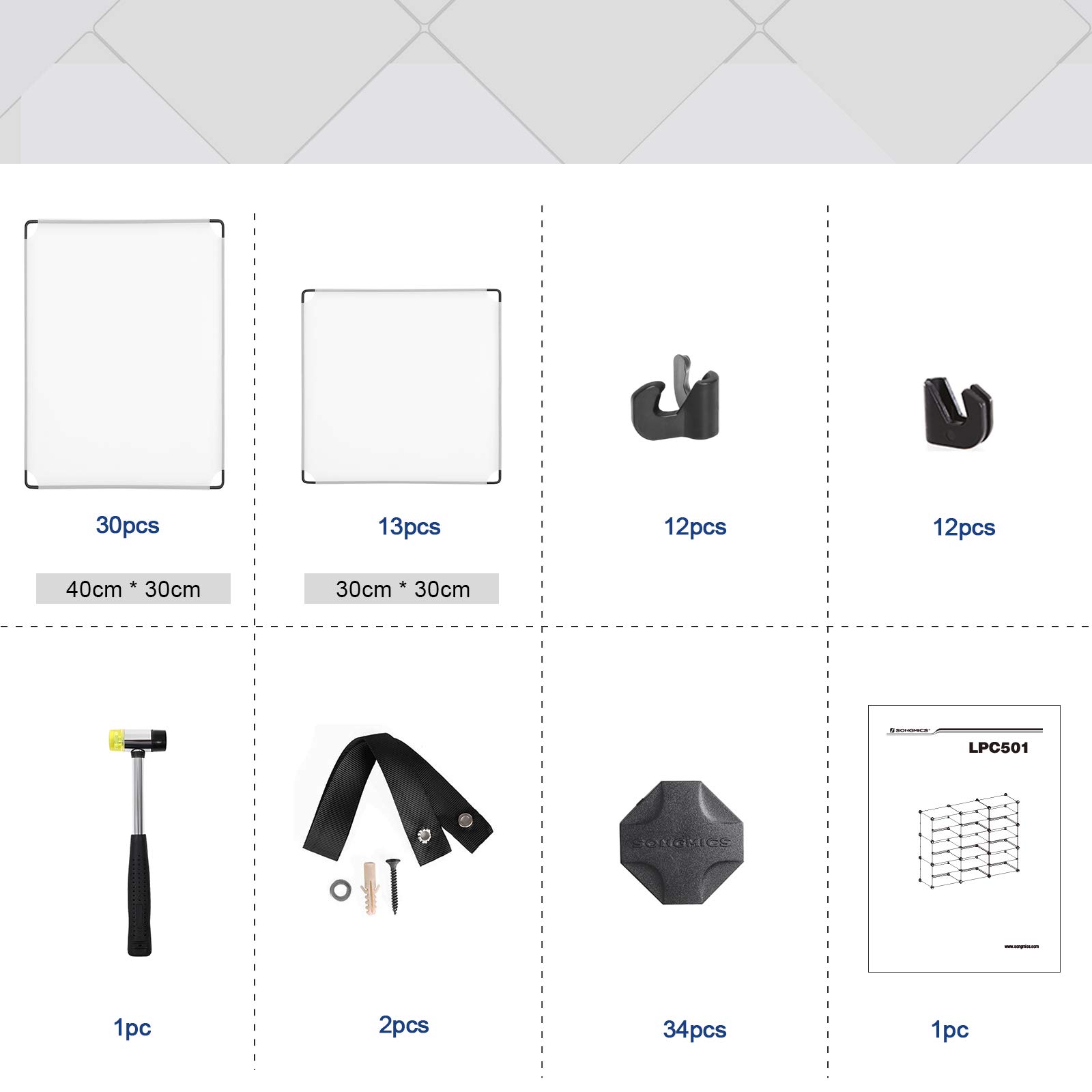 Songmics LPC501W Scaffale a Cubi Bianco 18 Scomparti