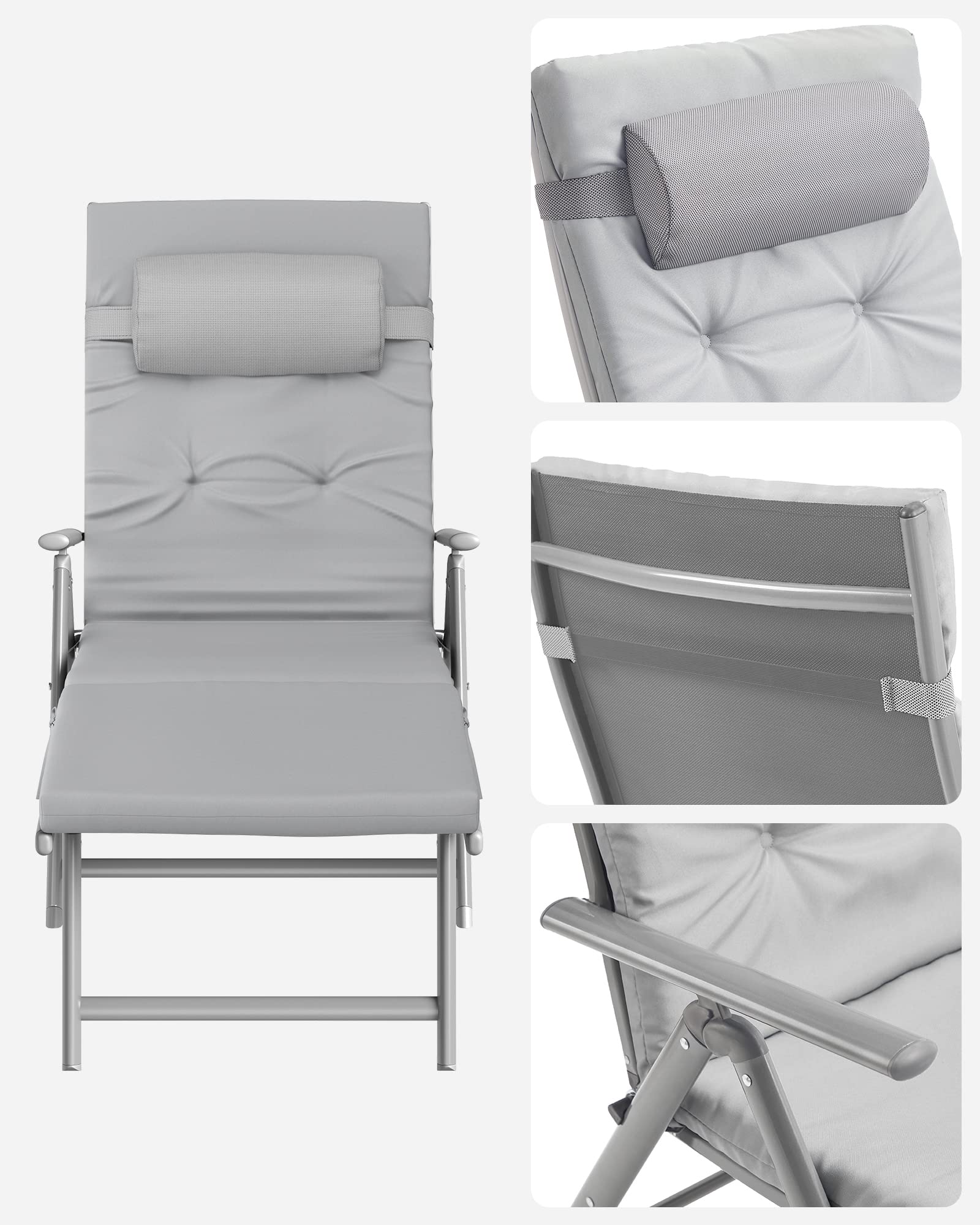 Songmics GCB24GY lettino prendisole pieghevole grigio 150 kg