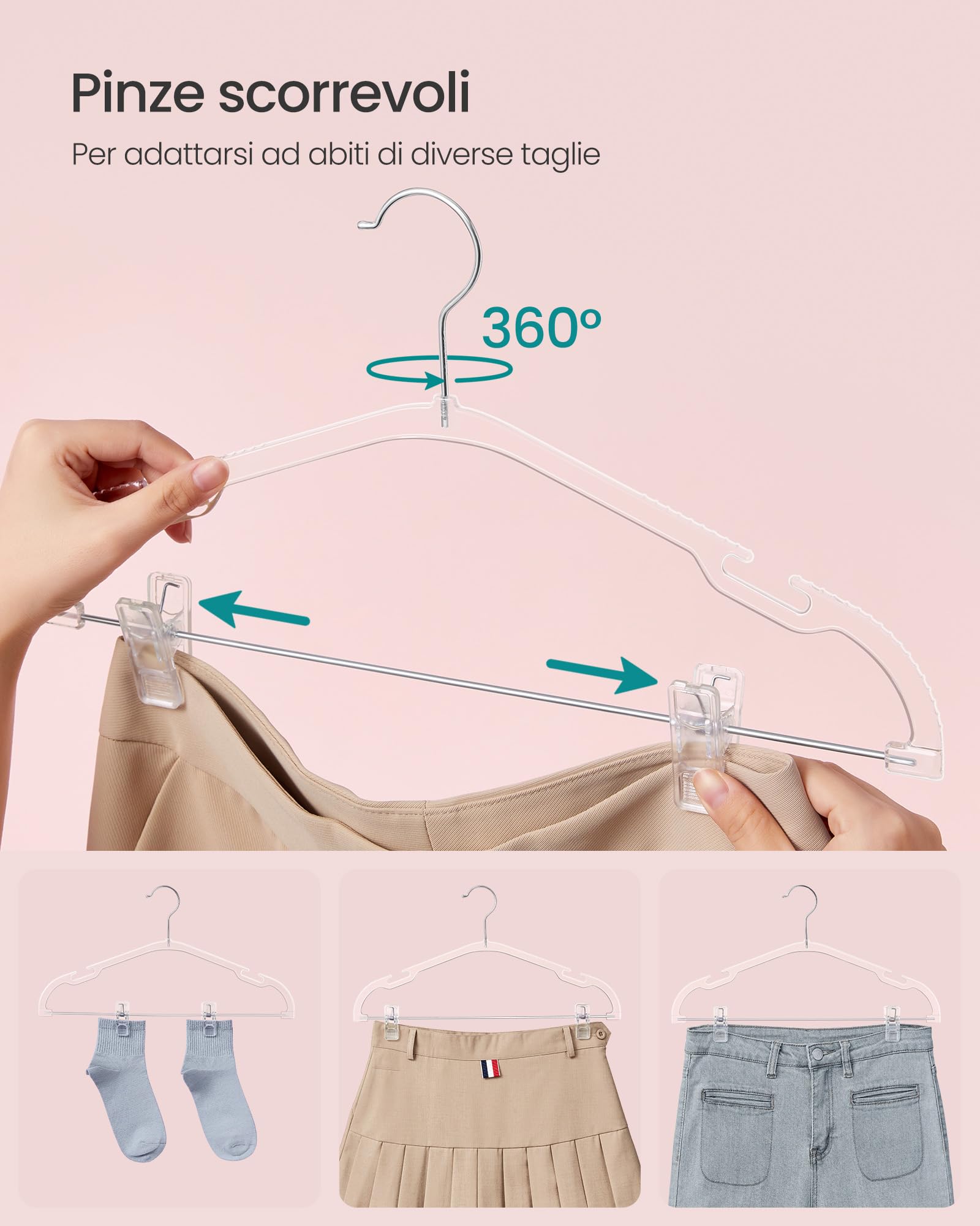 Songmics CRP075W01 Set 30 Grucce Pantaloni Trasparenti con Pinze