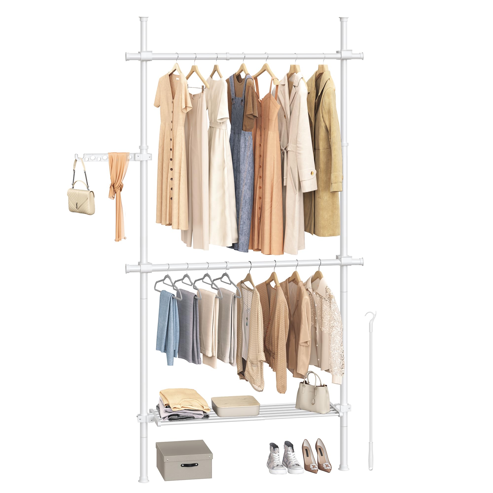 Songmics appendiabiti da terra a soffitto 3 livelli 84-123 cm salvaspazio