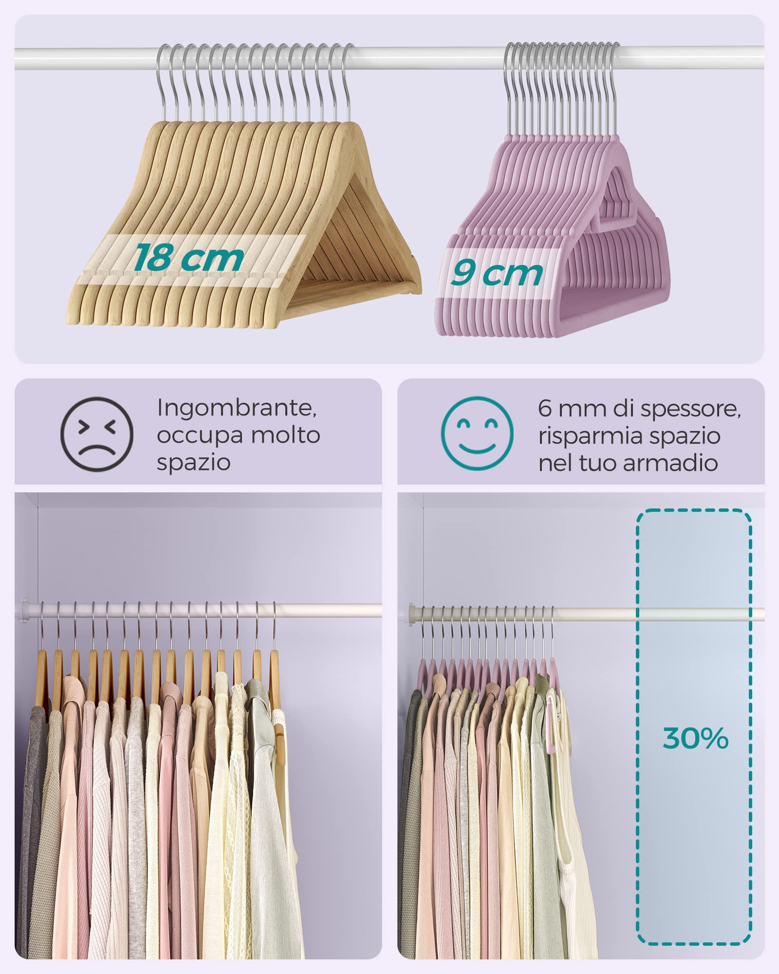 Songmics grucce in velluto antiscivolo 20 pezzi