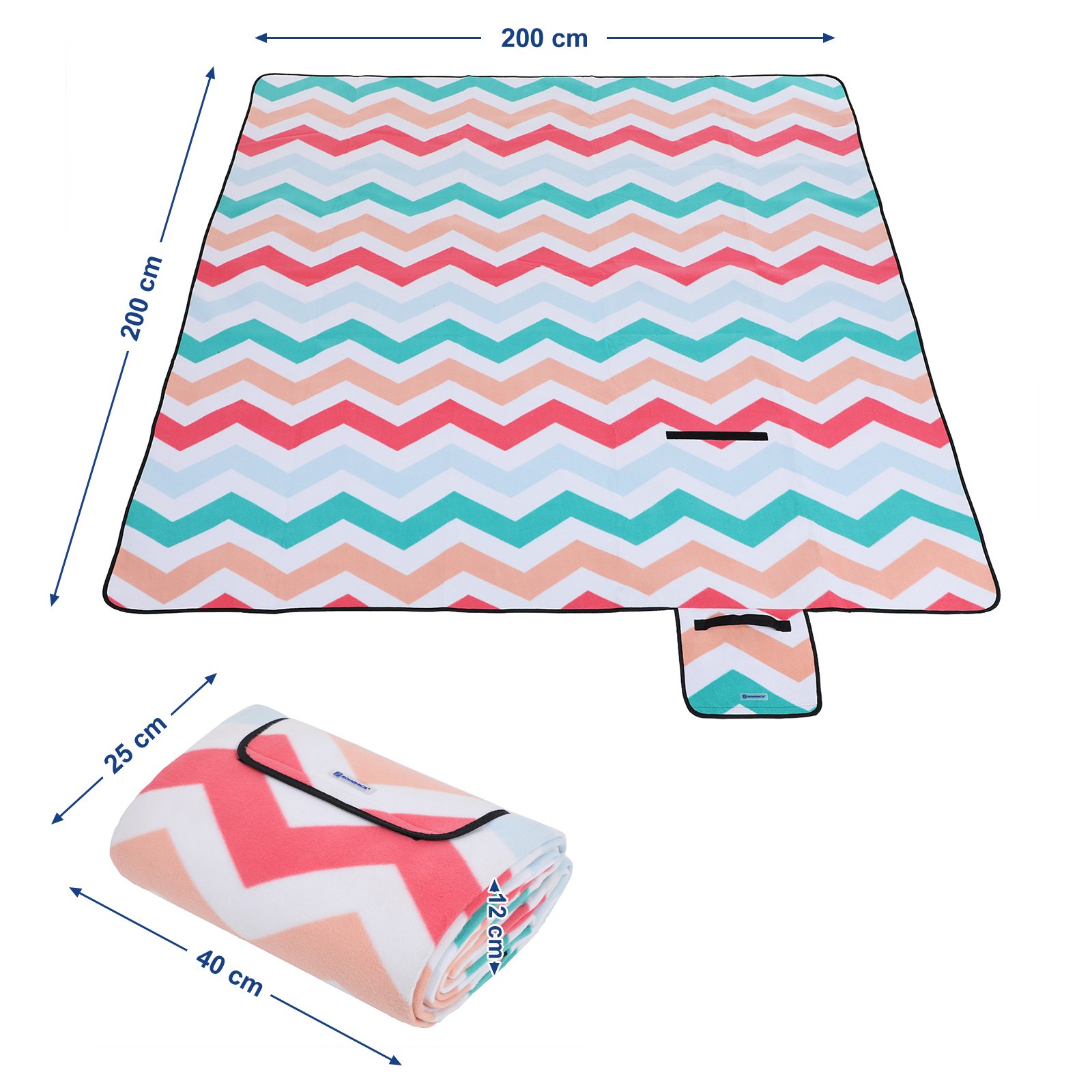 Songmics GCM70KW coperta picnic 200x200 impermeabile rossa