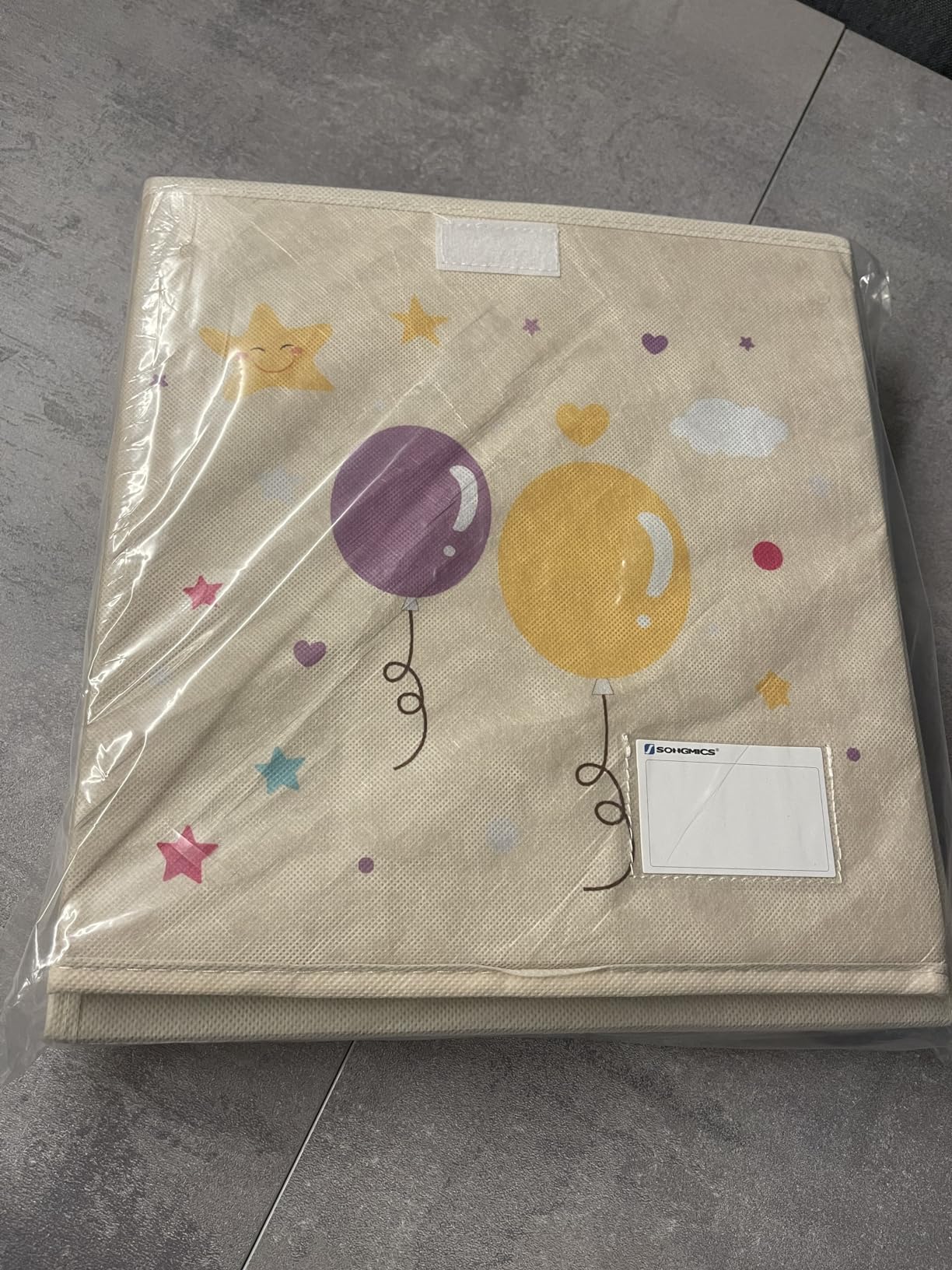Songmics RFB710W03 Scatole Bambini Unicorno Beige 3 Pezzi 30 cm