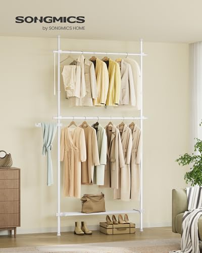 Songmics appendiabiti da terra a soffitto 3 livelli 84-123 cm salvaspazio