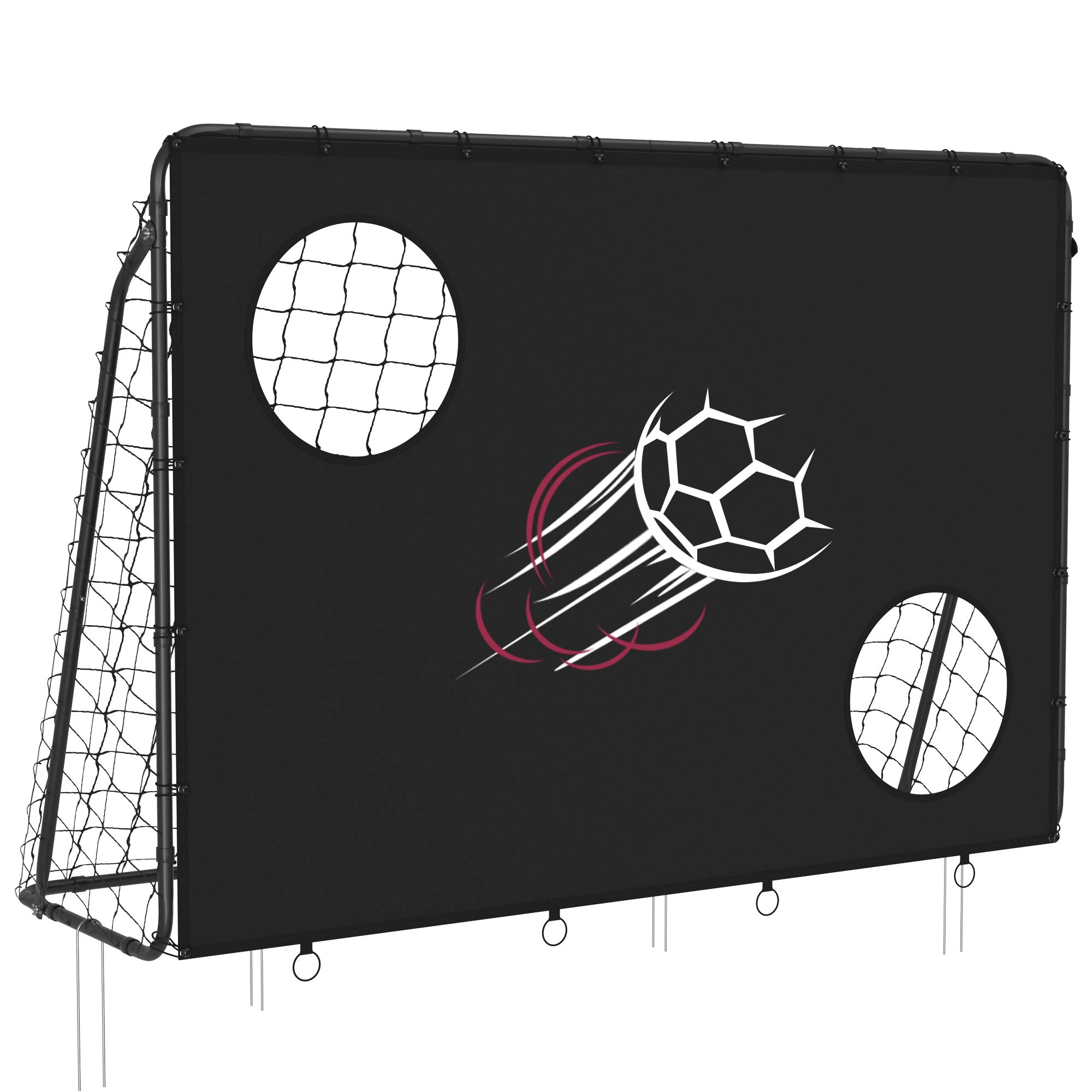 Songmics Porta Calcio 215x150 cm con Telo Bersaglio Acciaio