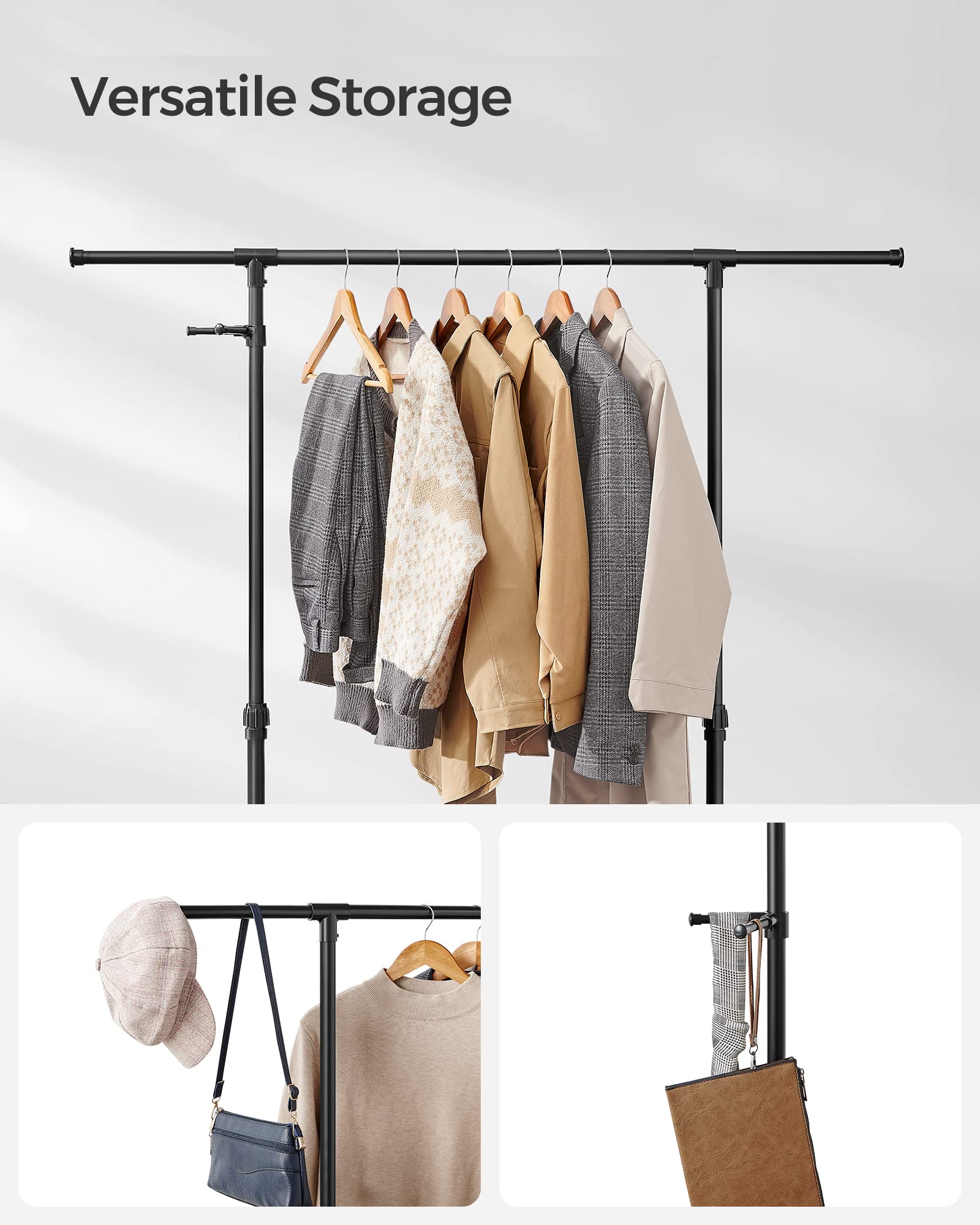 Songmics LLR001B01 stand appendiabiti nero con ruote
