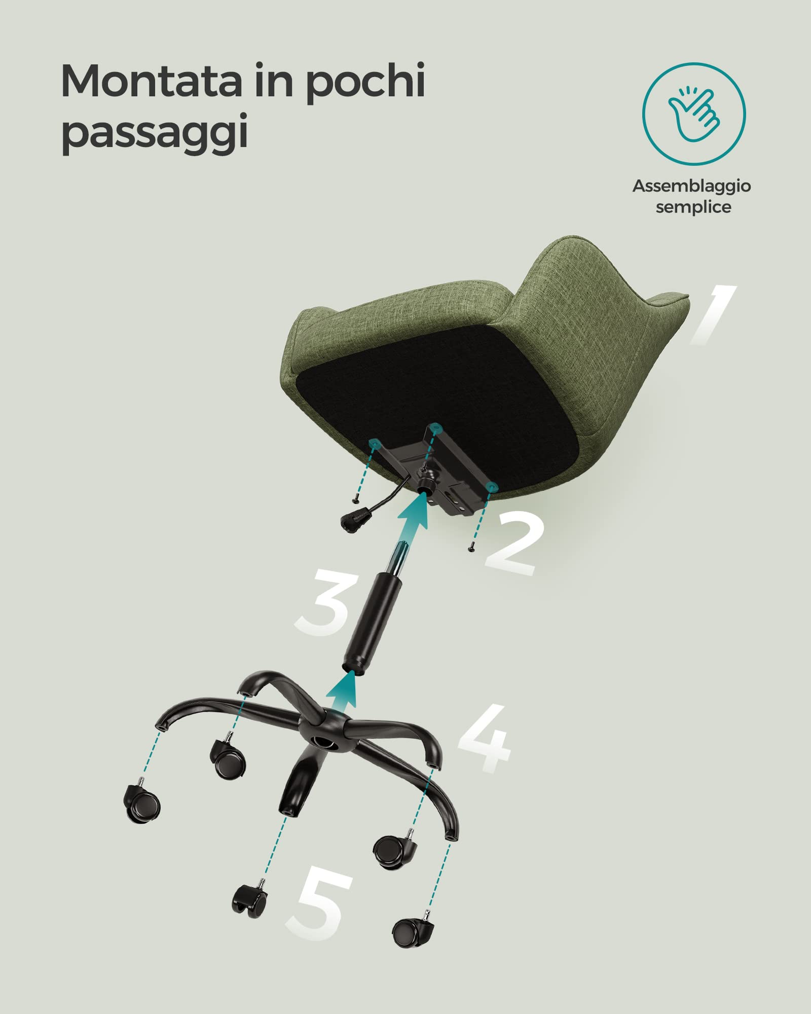 Songmics OBG019C01 sedia girevole tessuto verde 110 kg