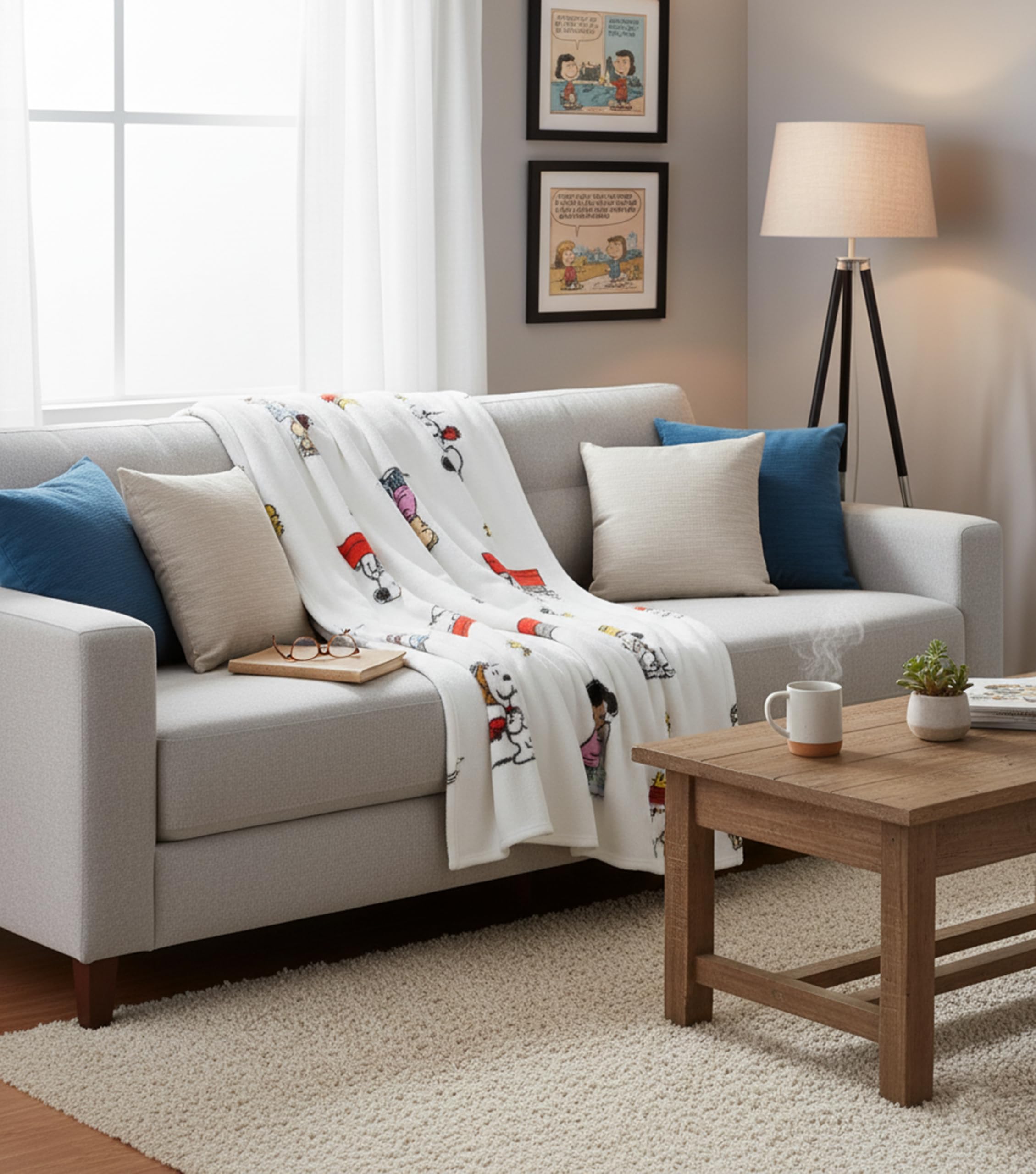 Kanguru Soffice Snoopy plaid in pile bianco 130x170 cm