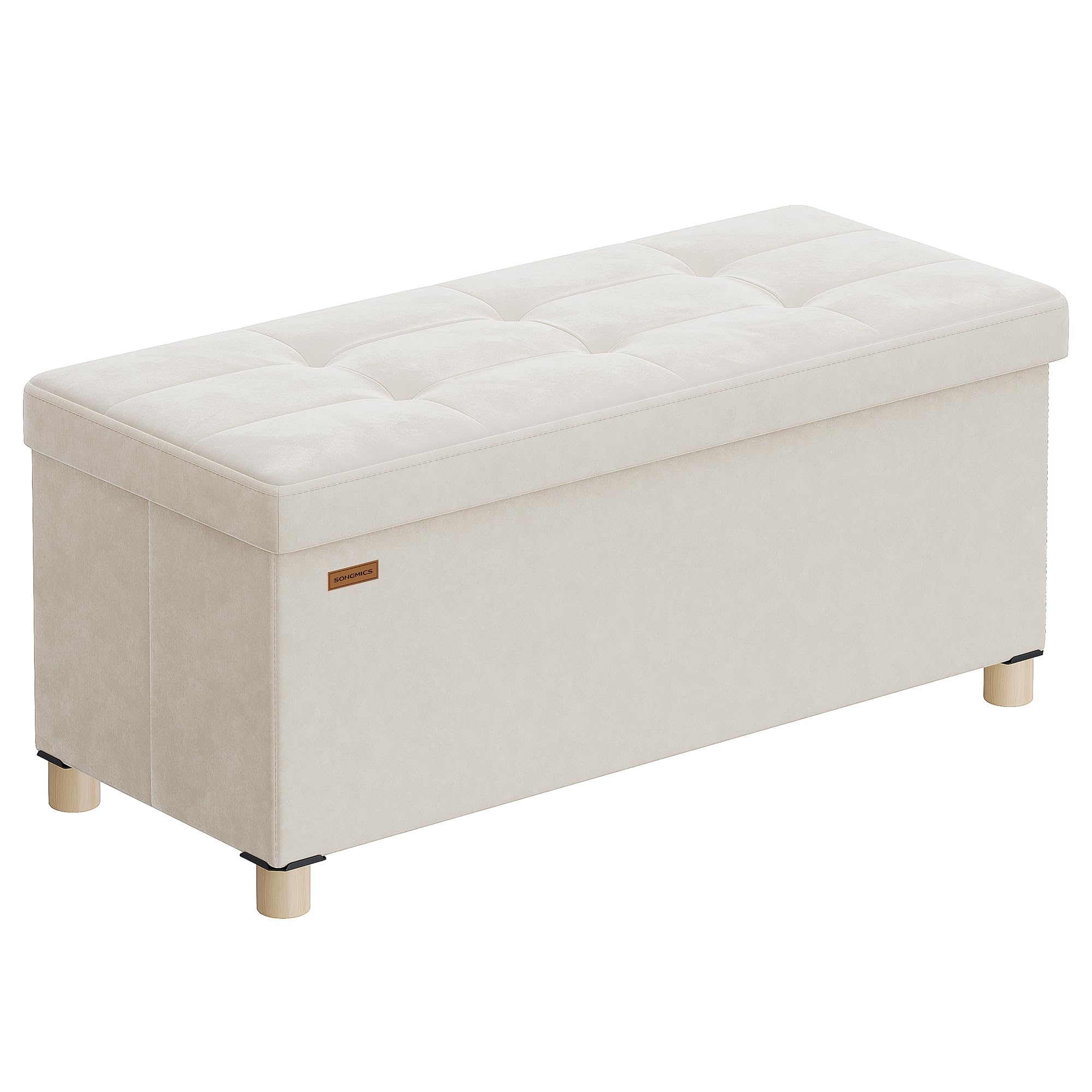 Songmics LSF0516G01 Pouf Contenitore 37 L Grigio Ardesia in Velluto