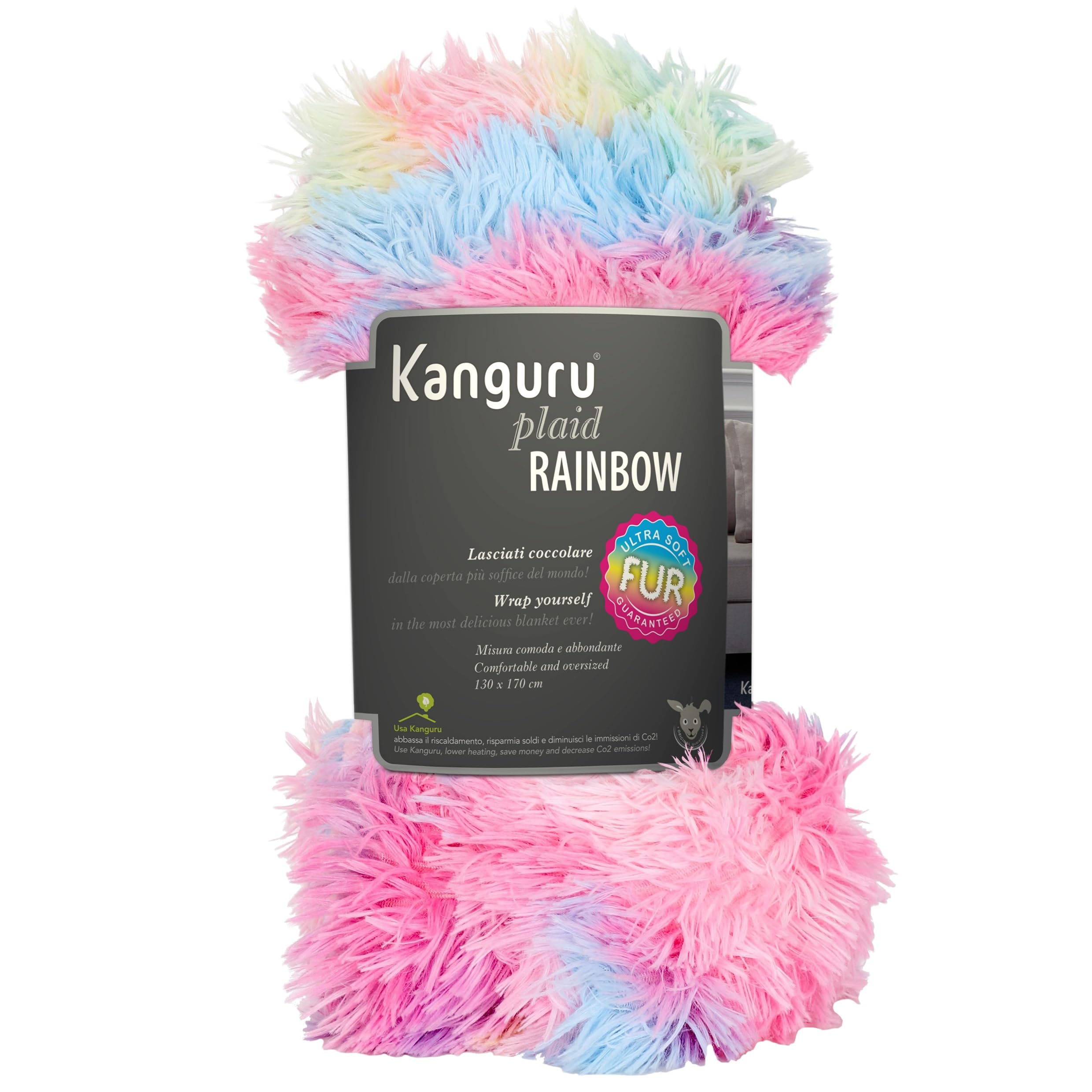 Lavatelli Kanguru Rainbow plaid pile 130x170 cm morbido
