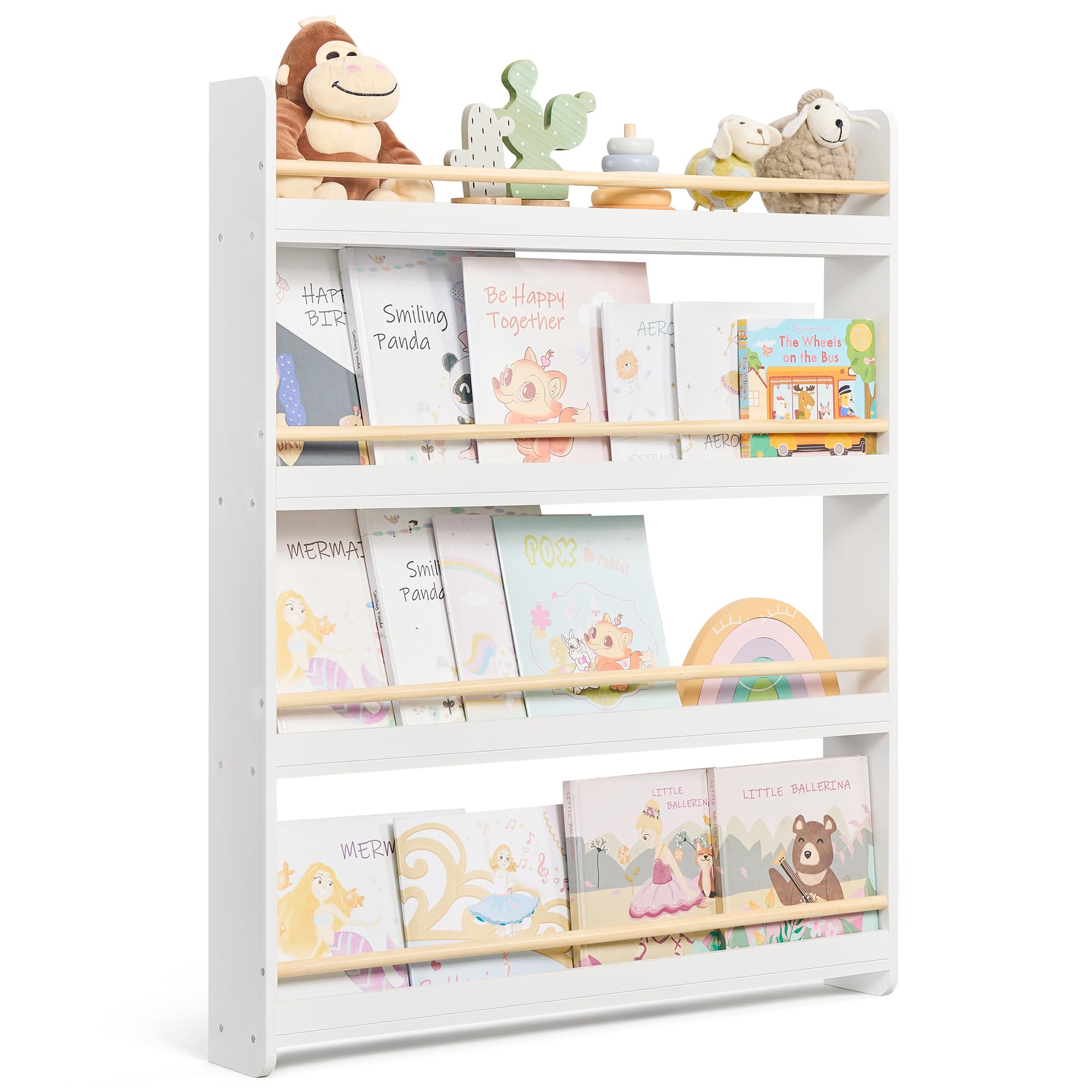 Songmics GKR014W01 libreria montessoriana naturale 4 ripiani