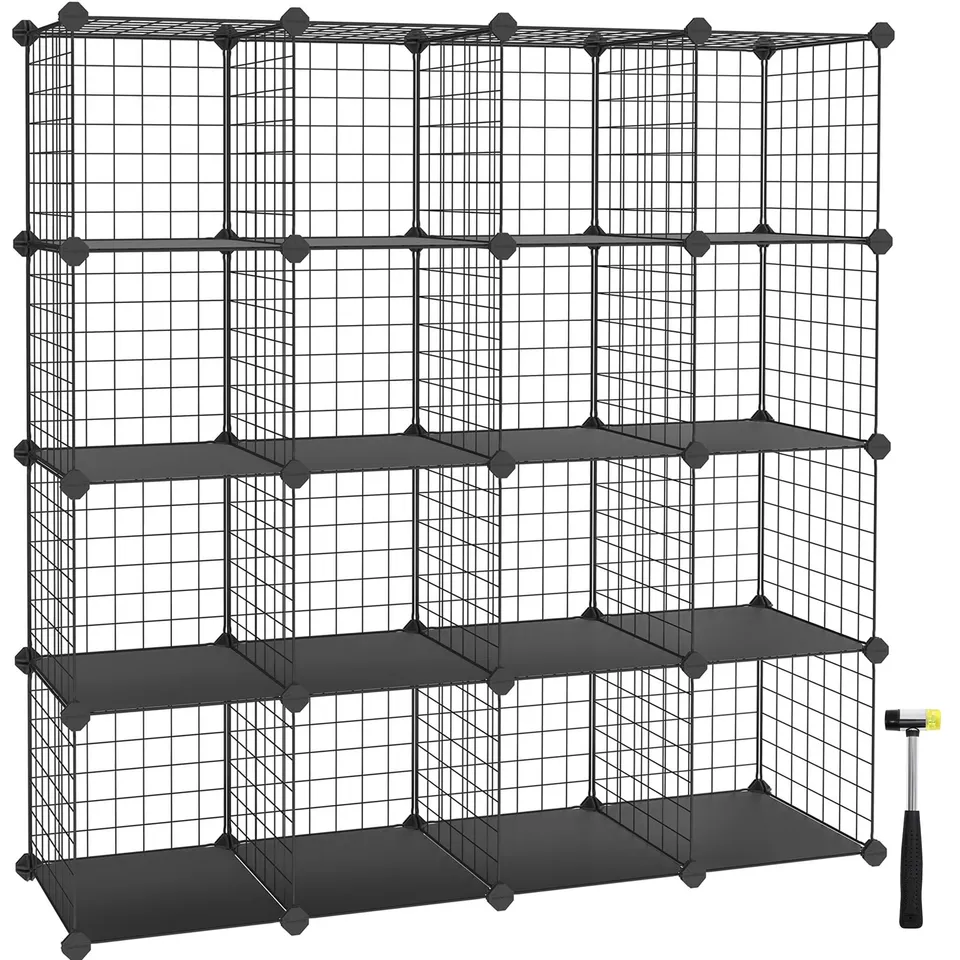 Songmics LPI44H Scaffale 16 Cubi 123cm Nero Componibile