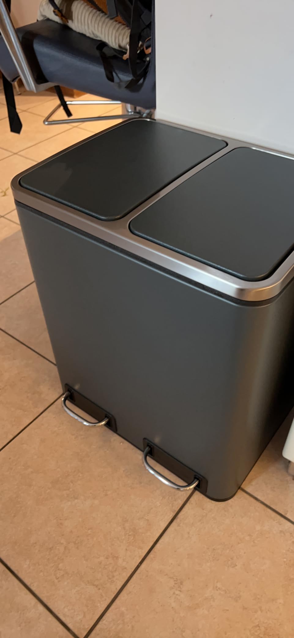 Songmics LTB30H pattumiera doppia 2x15L argento-nero pedale
