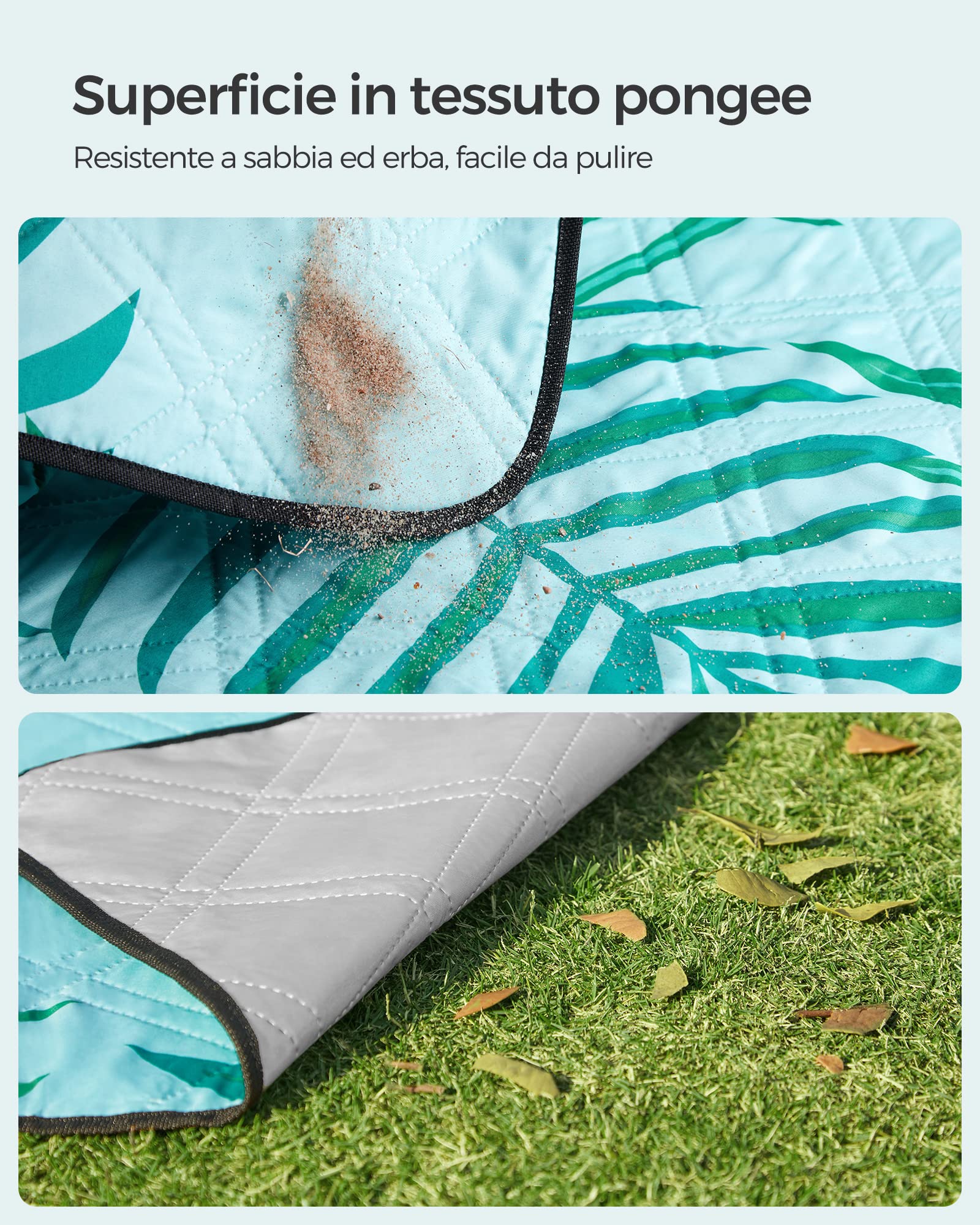 Songmics GCM001Q03 coperta picnic 300x200 cm azzurra impermeabile