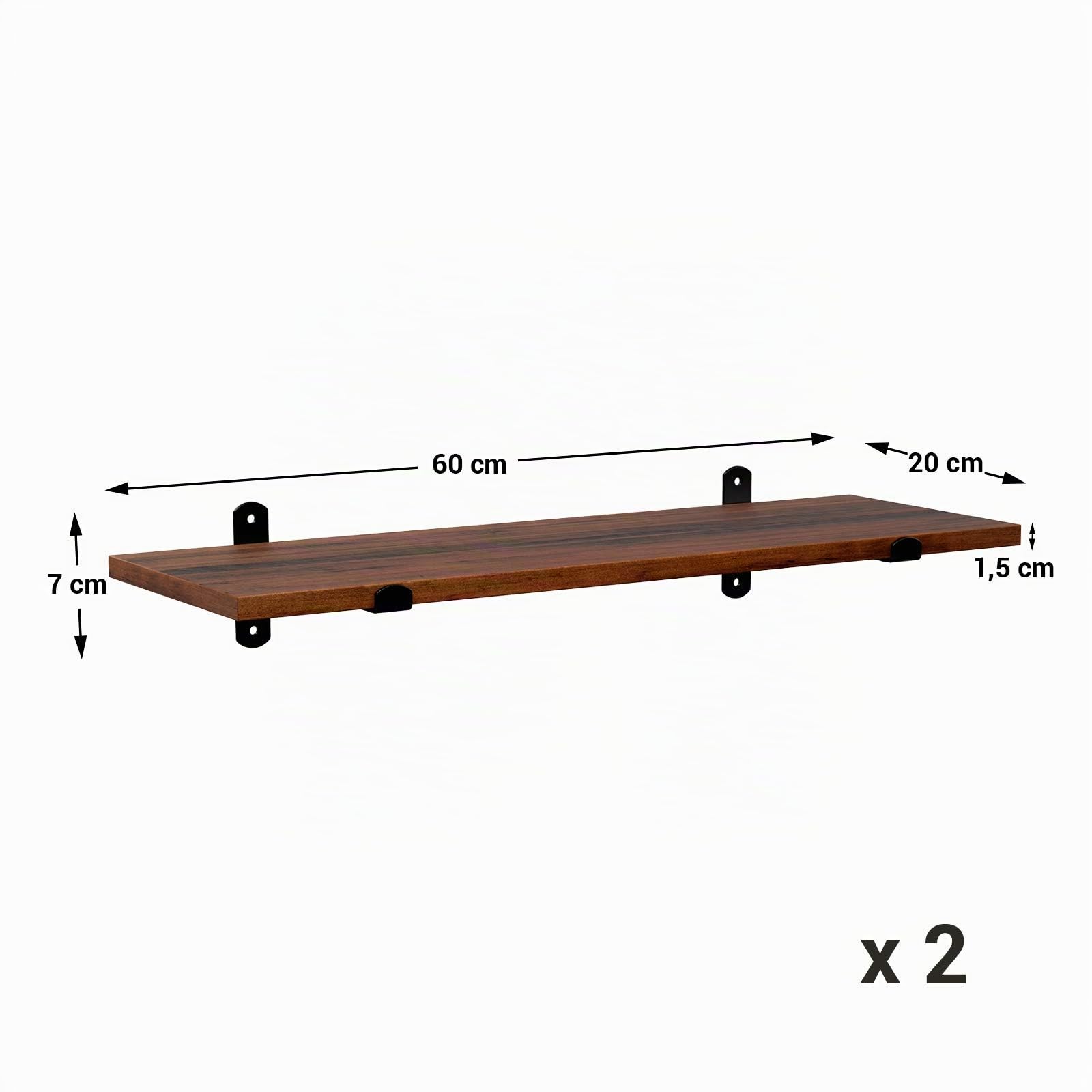 Songmics LWS04NB Mensole Parete Set 2 Marrone 60 cm