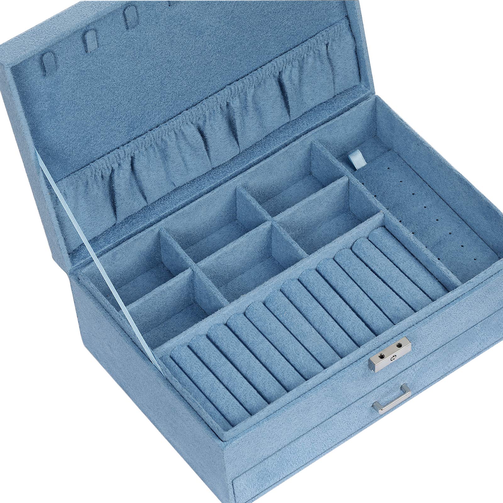 Songmics JBC156Q01 Scatola Portagioie Blu Chiaro con Chiave
