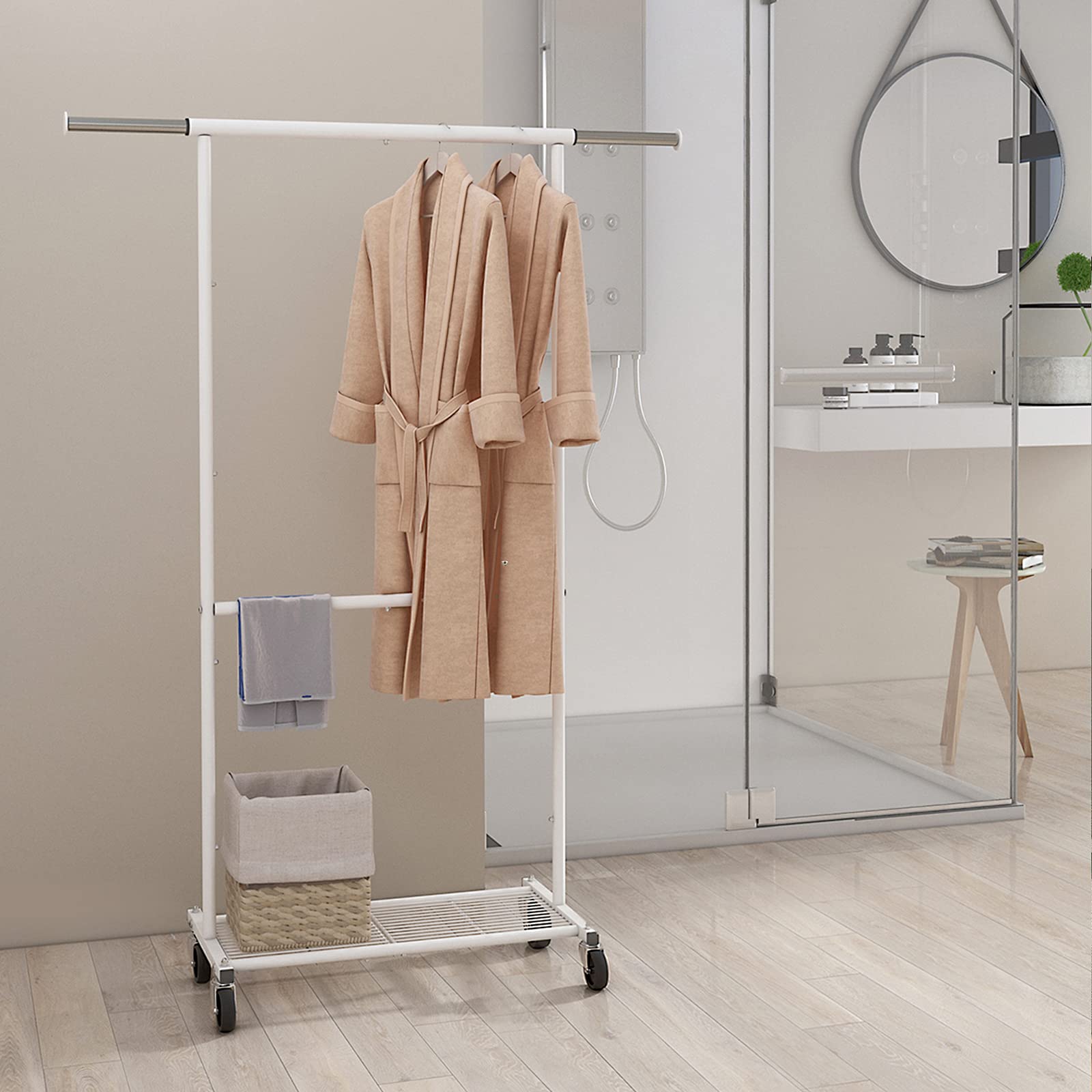 Simple Trending Standard stender appendiabiti bianco con ruote