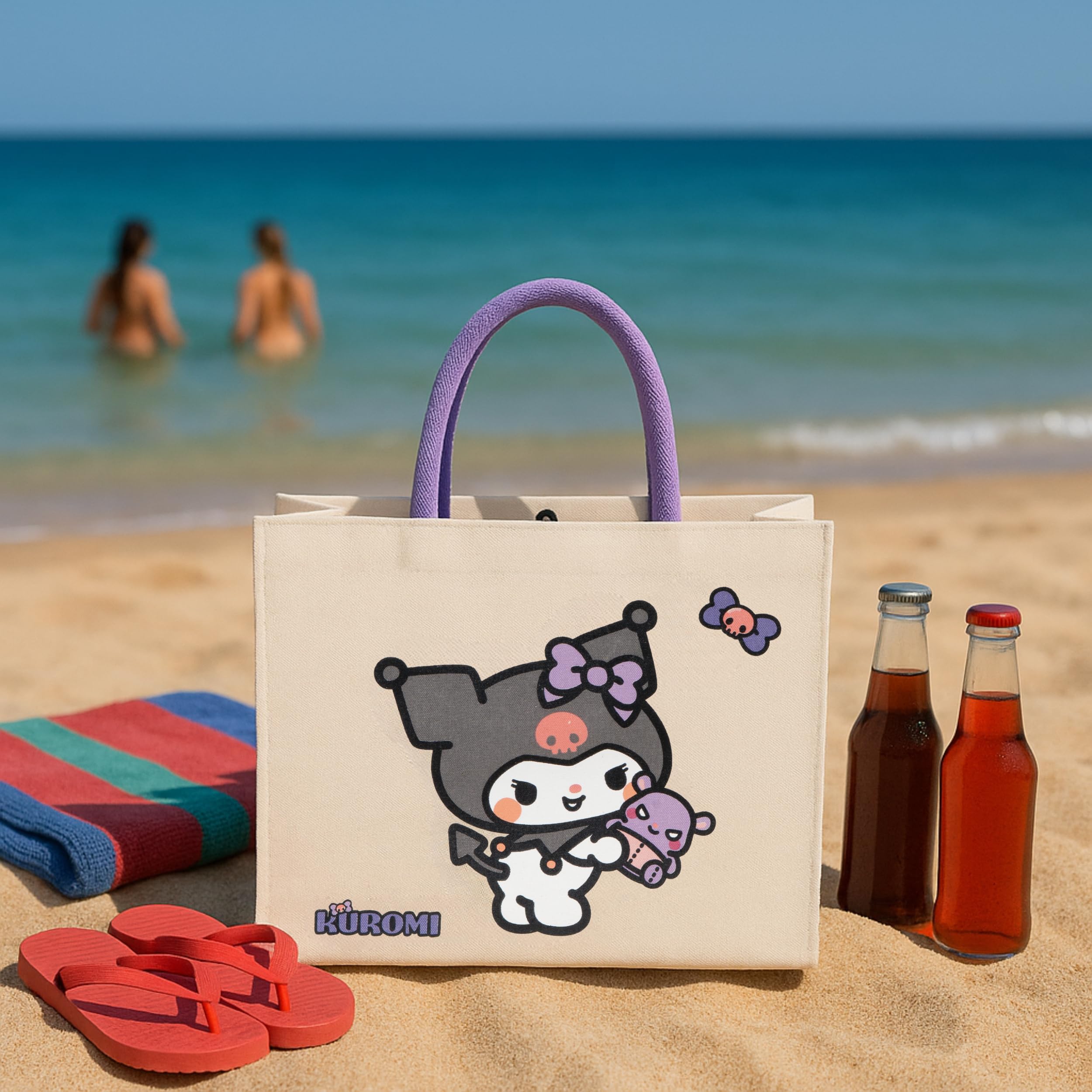 Kanguru Kuromi Shopper Donna Cotone Nero con Tasca