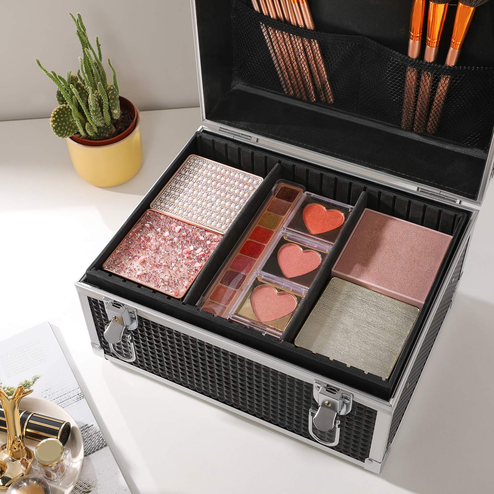 Songmics JBC328B01 beauty case valigetta nero con serratura