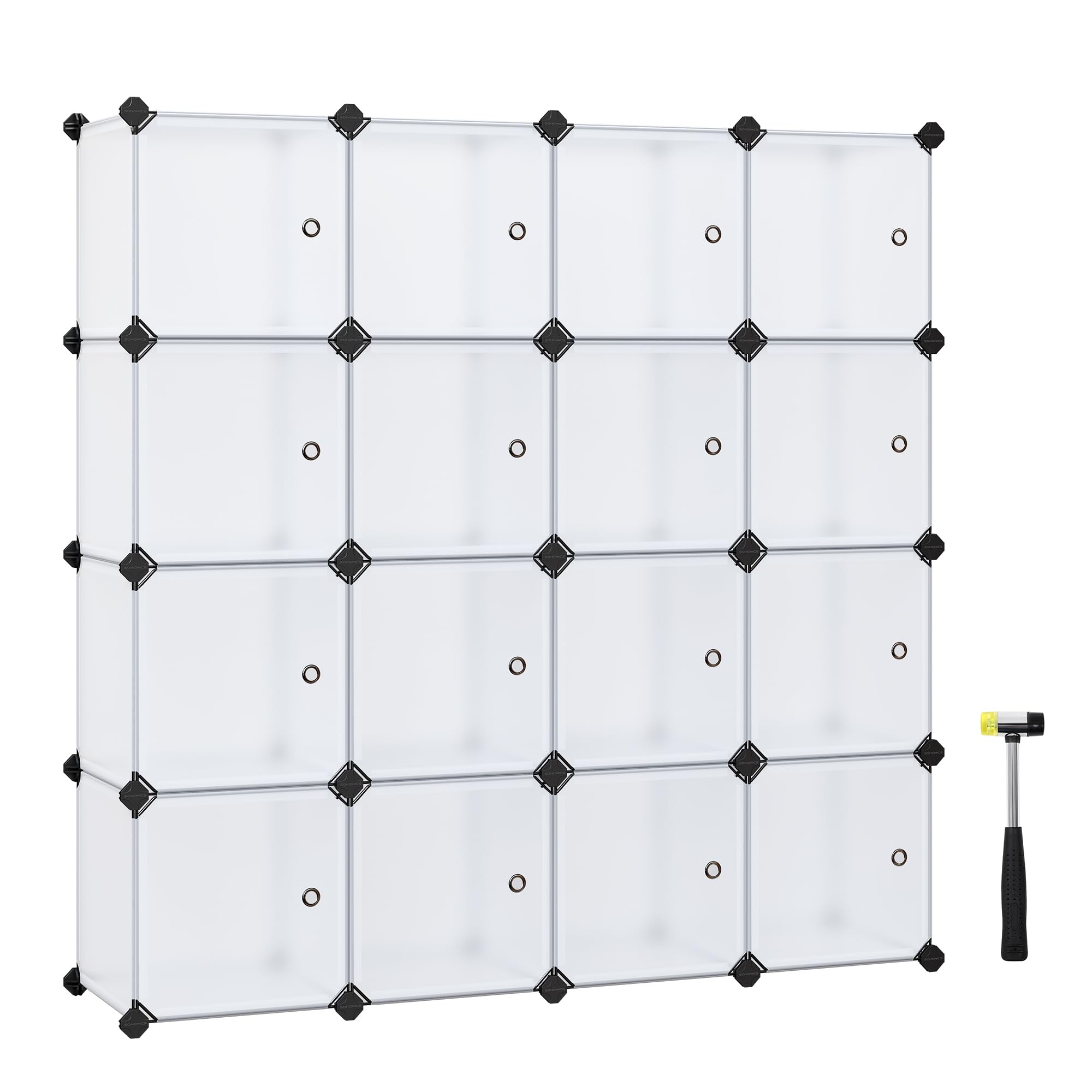 Songmics LPC44BS armadio 16 cubi bianco 123x123 con ante