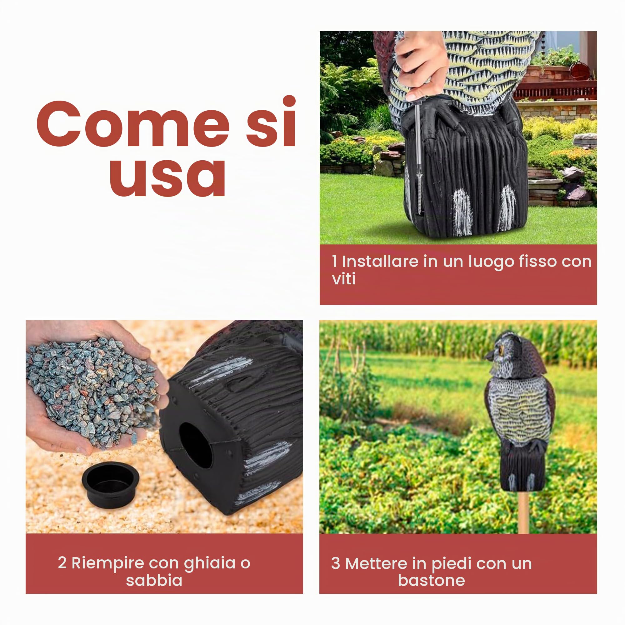 Ediesi Gufo Scaccia Piccioni dissuasore uccelli testa girevole esterno