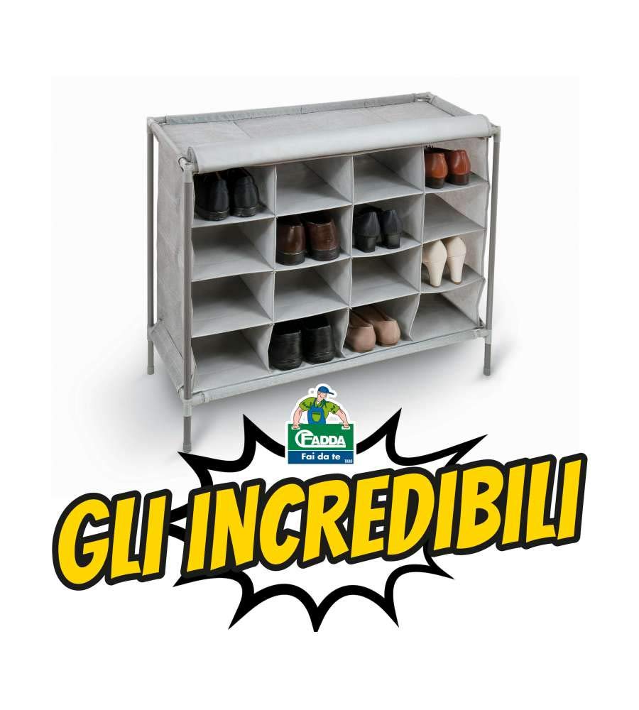 Domopak Living scarpiera grigia 16 scomparti 81x35x66 cm