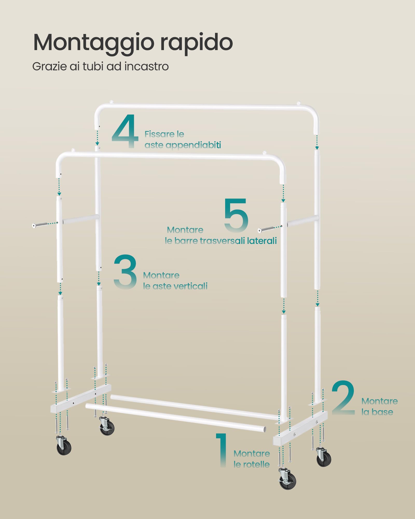 Songmics HSR017WG01 Stand Appendiabiti Bianco 38x110x141 cm