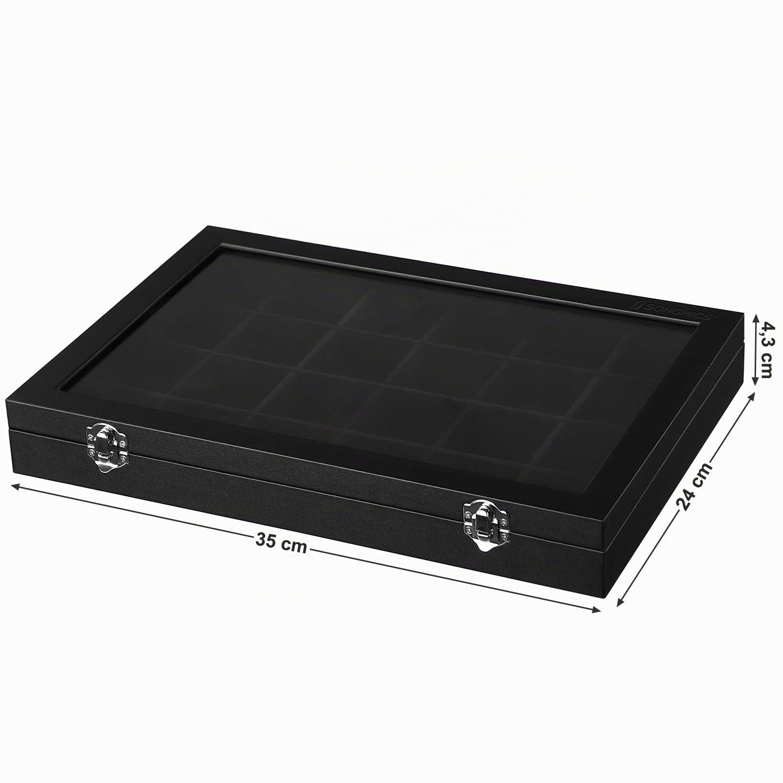 Songmics JDS303 Portagioie Nero 24 Scomparti con Vetro
