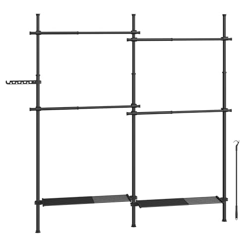 Songmics HSR154B01 appendiabiti telescopico nero opaco 4 aste regolabile