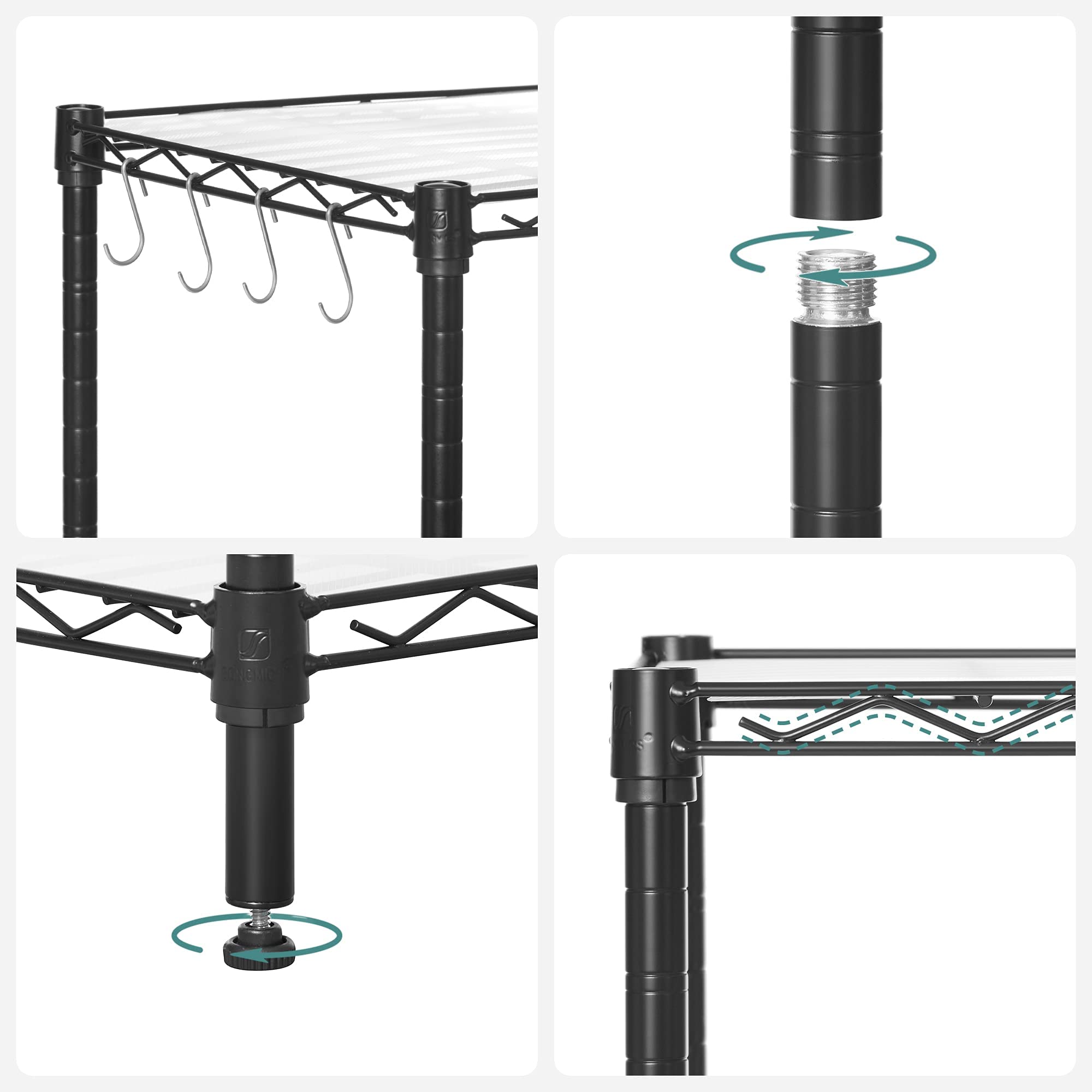 Songmics LGR067B01 scaffale metallo nero 7 ripiani regolabili