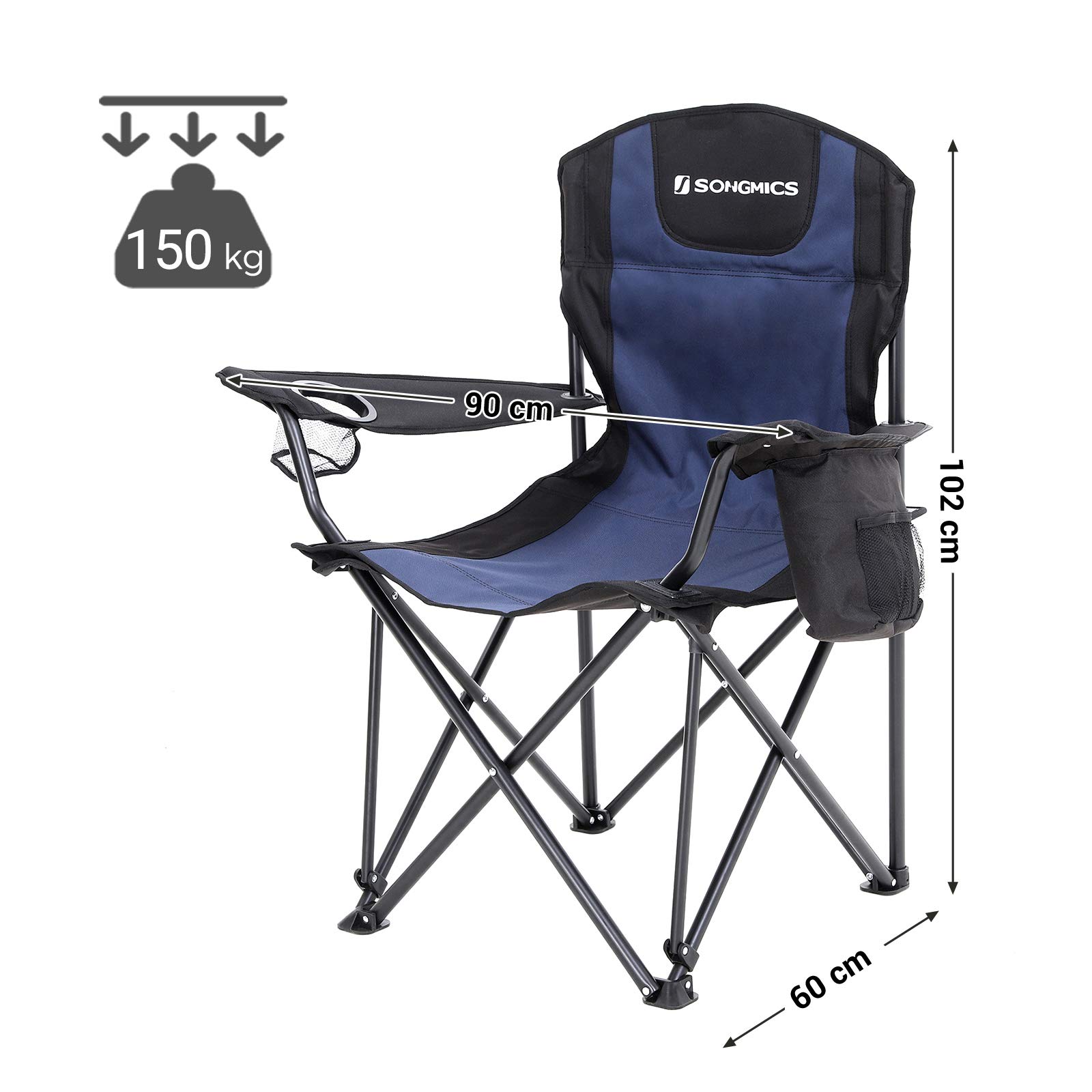 Songmics GCB10UB sedia campeggio pieghevole blu schienale alto