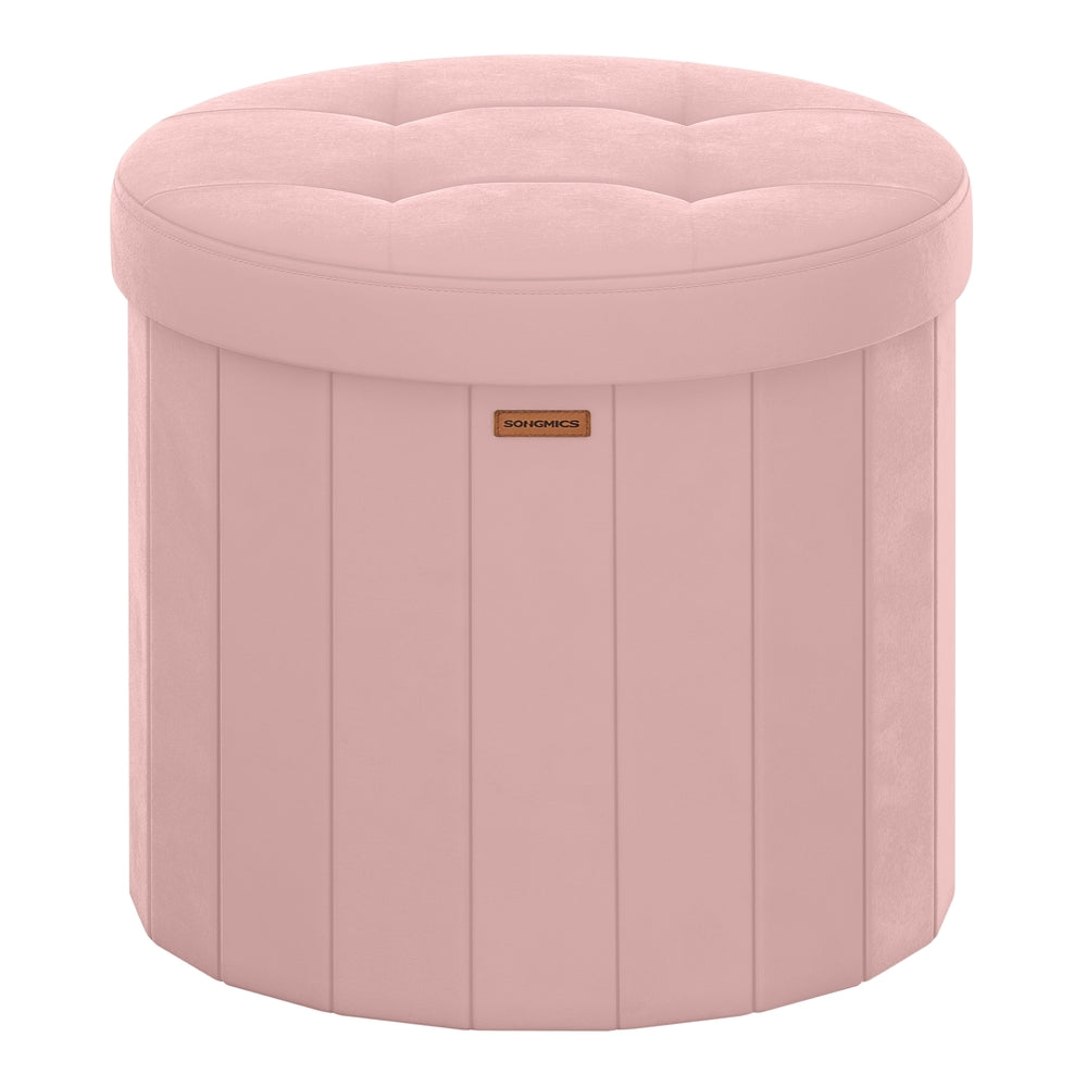 Songmics Mazie ULSF606R01 Pouf Rotondo Rosa Contenitore